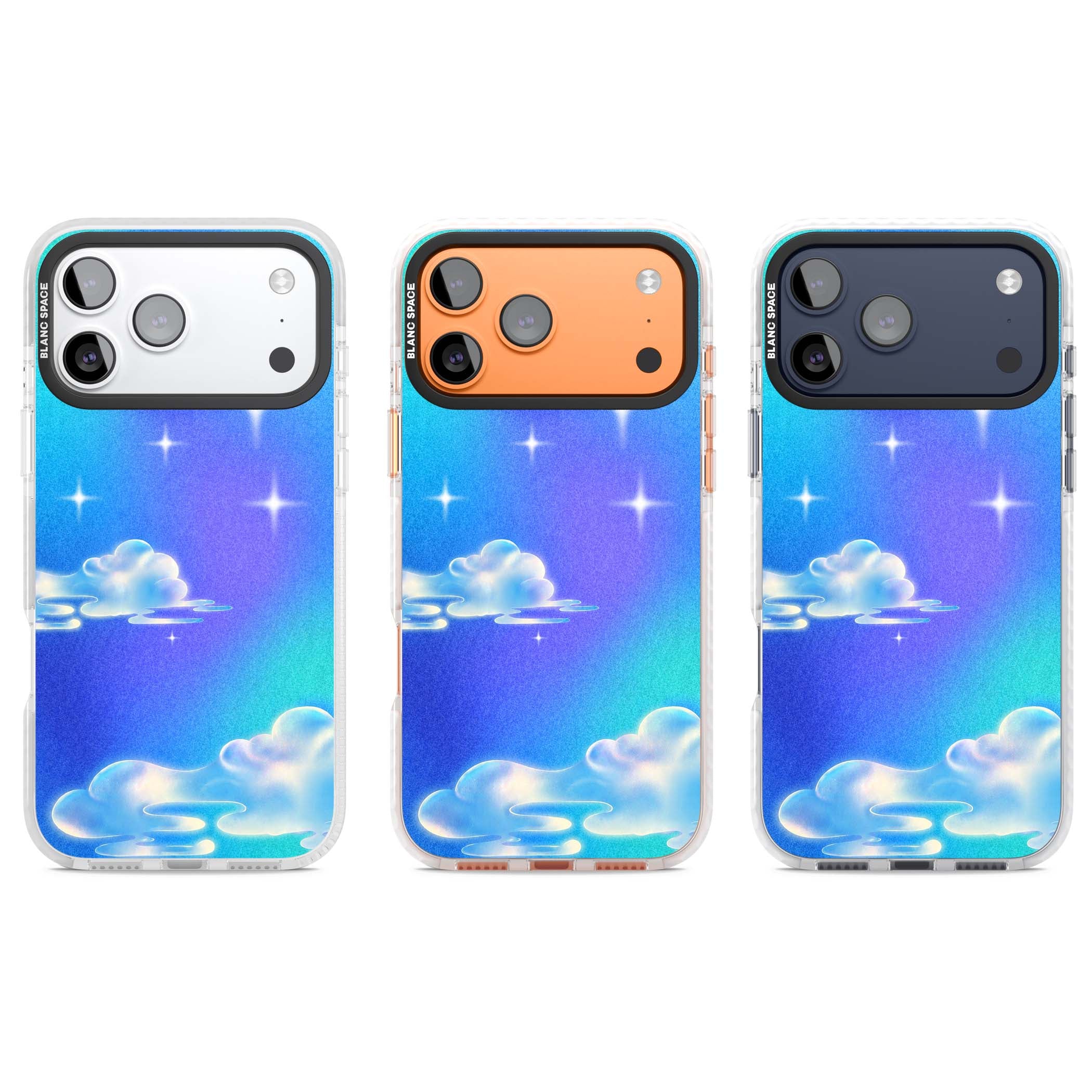Aurora celestial iPhone case featuring dreamy iridescent clouds, sparkling stars and pastel blue purple sky | Impact Magsafe case for iPhone 17 Pro, iPhone 17 Pro Max