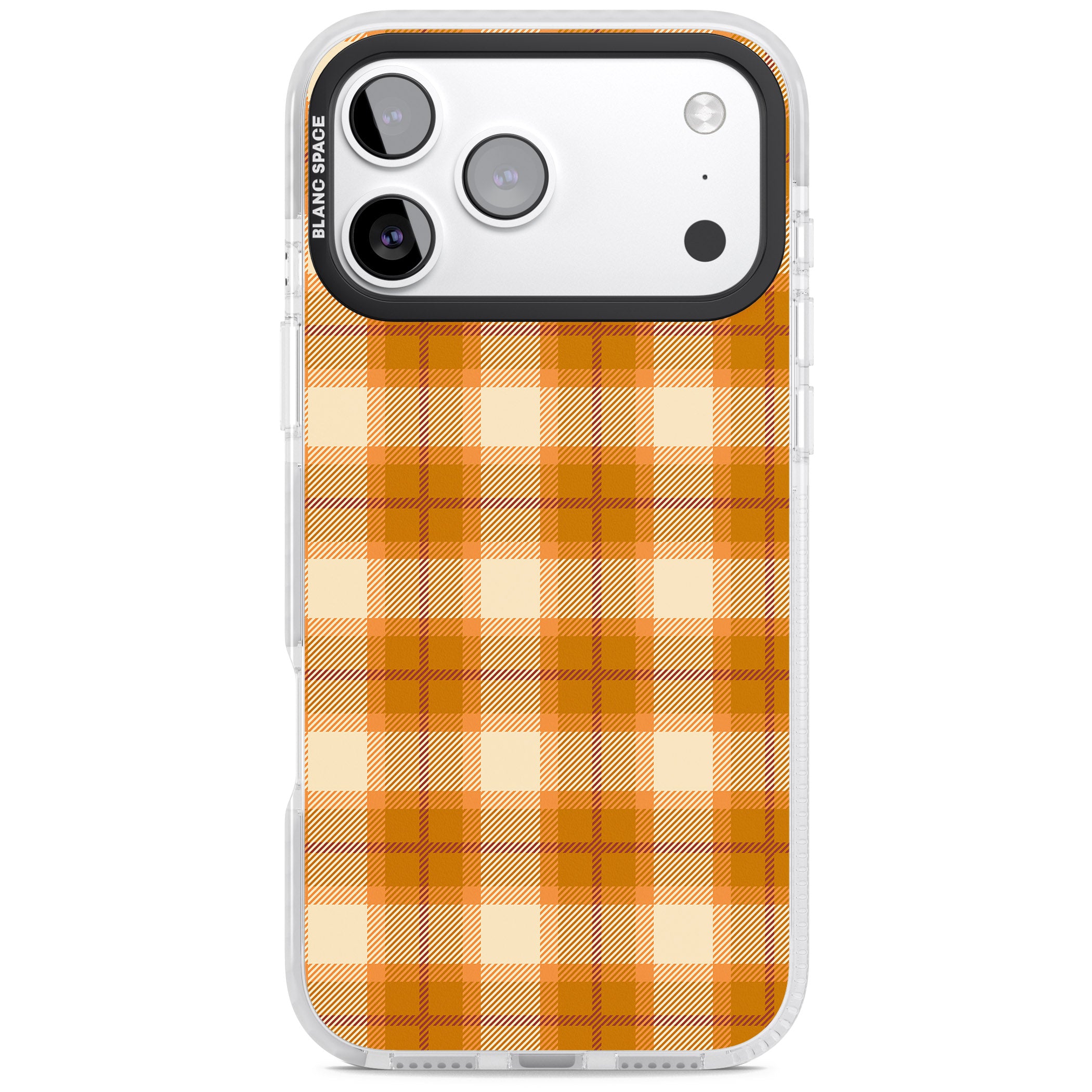 Pumpkin Plaid iPhone 17 Pro Impact Pro Clear Phone Case