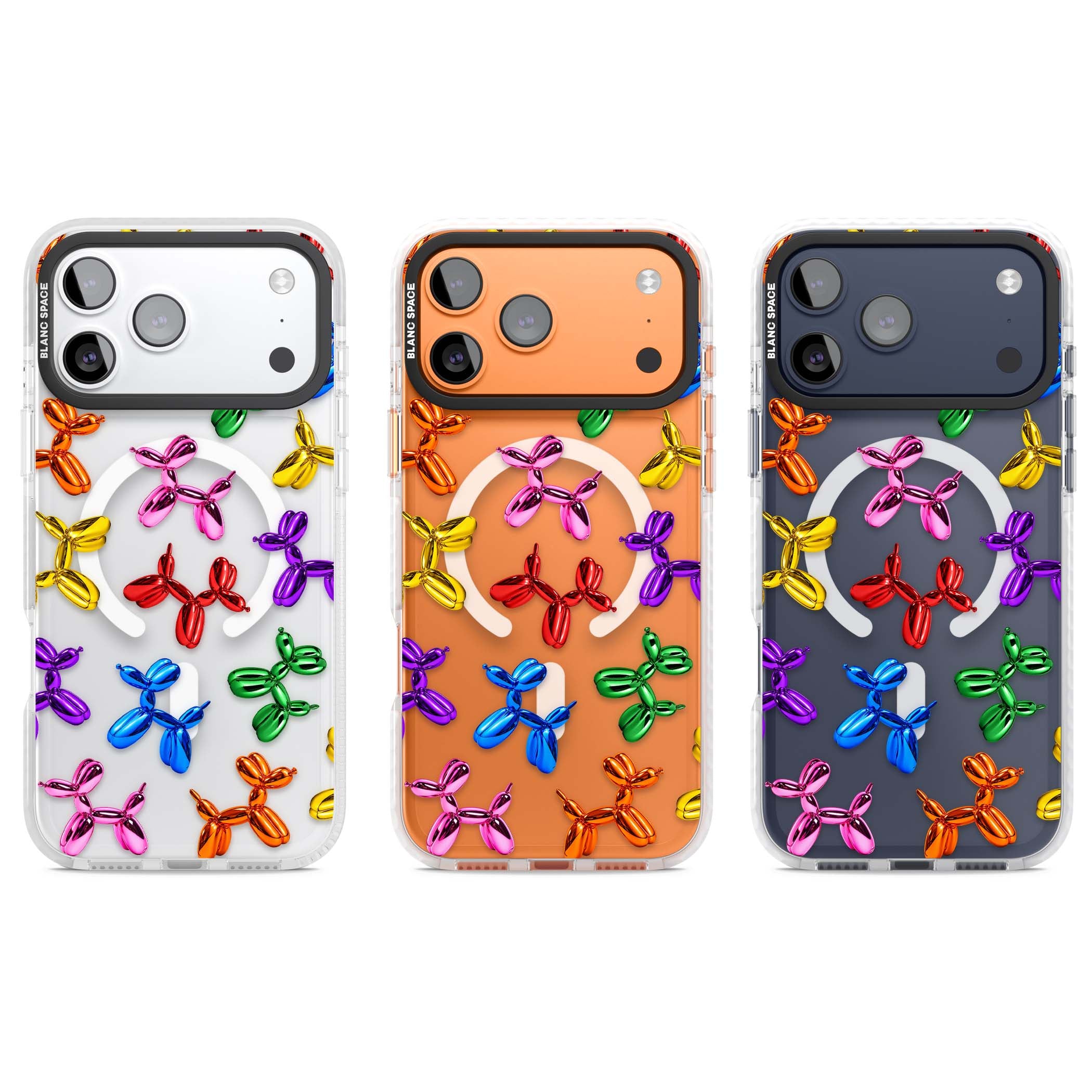 Balloon Dogs pop art iPhone case featuring rainbow chrome balloon dogs in Jeff Koons style | Impact Magsafe case for iPhone 17 Pro, iPhone 17 Pro Max