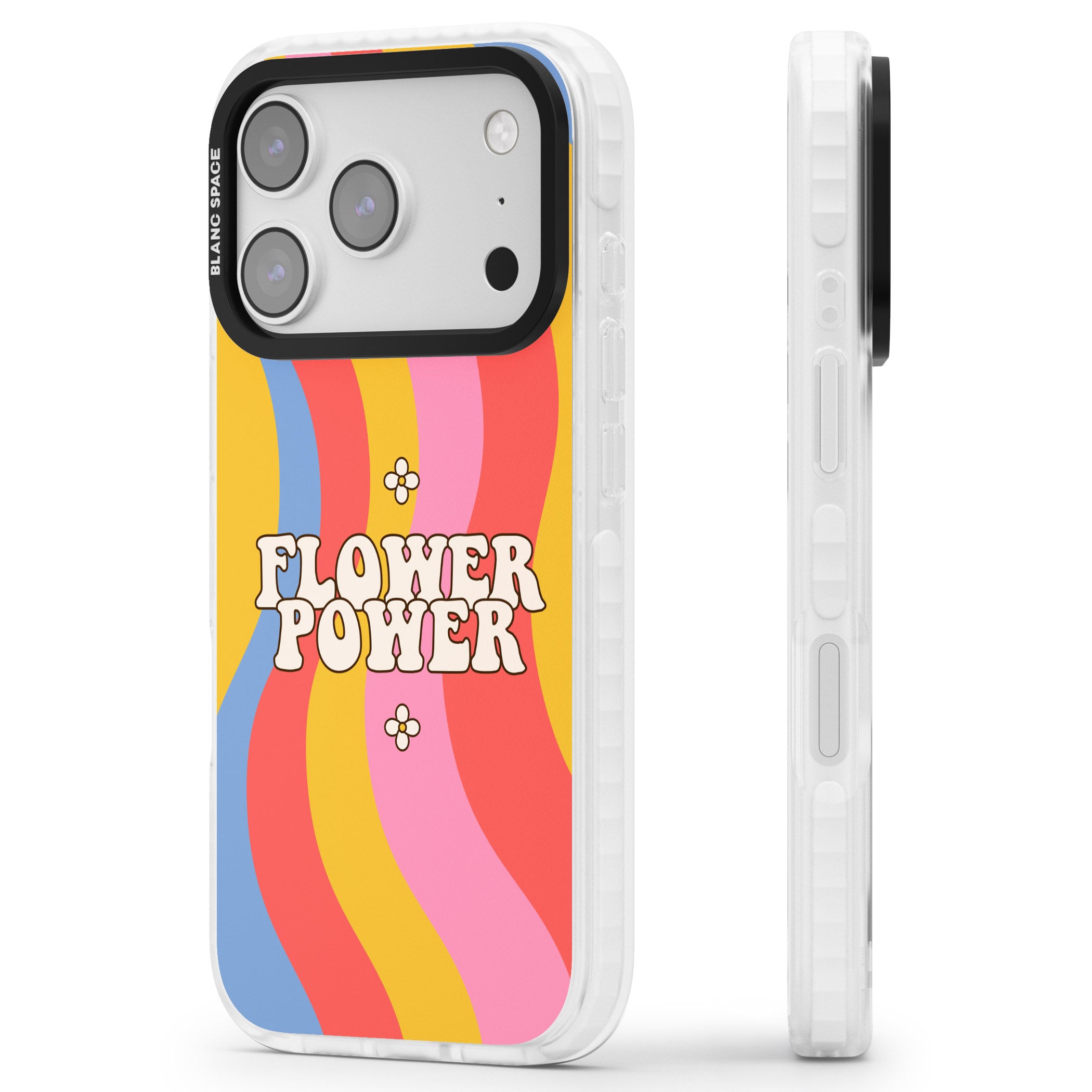Melting Flower Power iPhone 17 Pro Impact Pro Clear Phone Case Side Profile
