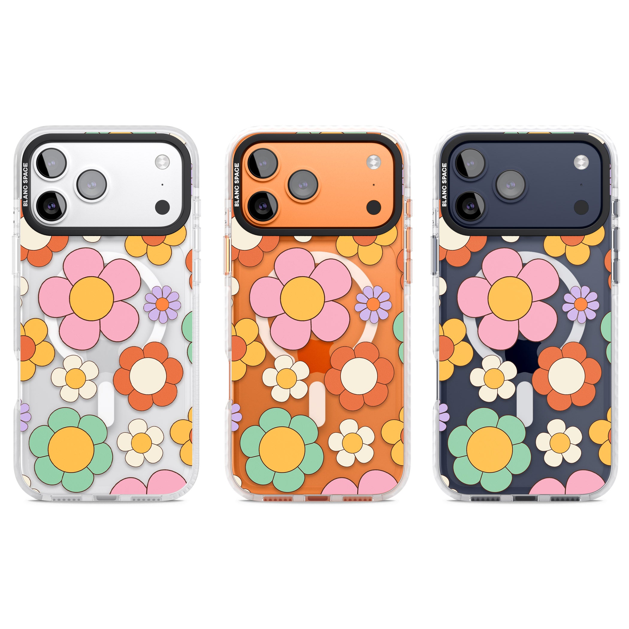 Groovy Blossoms iPhone 17 Pro Impact Pro Clear Phone Case APT Impact Protection