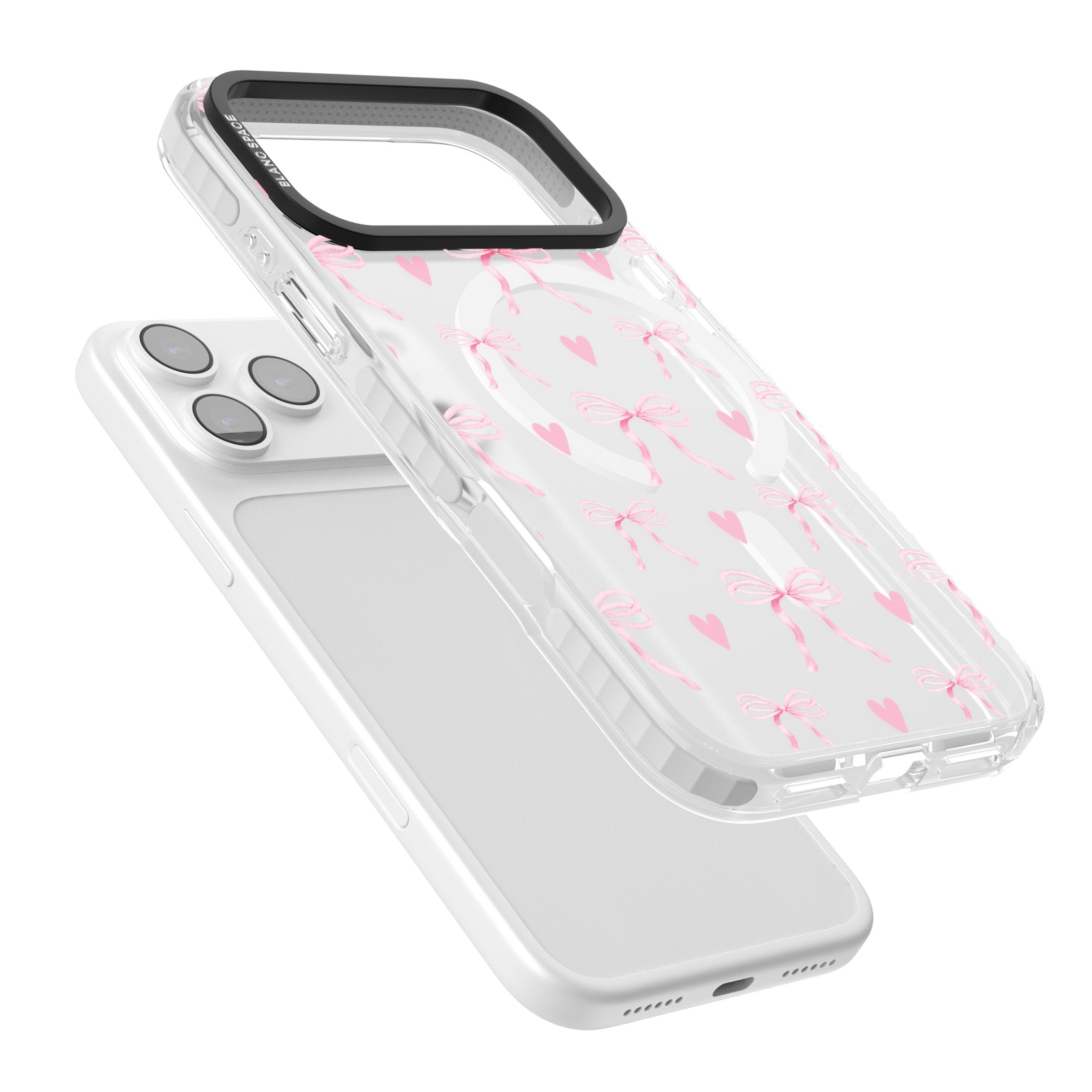 Pink Bows & Hearts Bow Wallpaper iPhone Case | Blanc Space