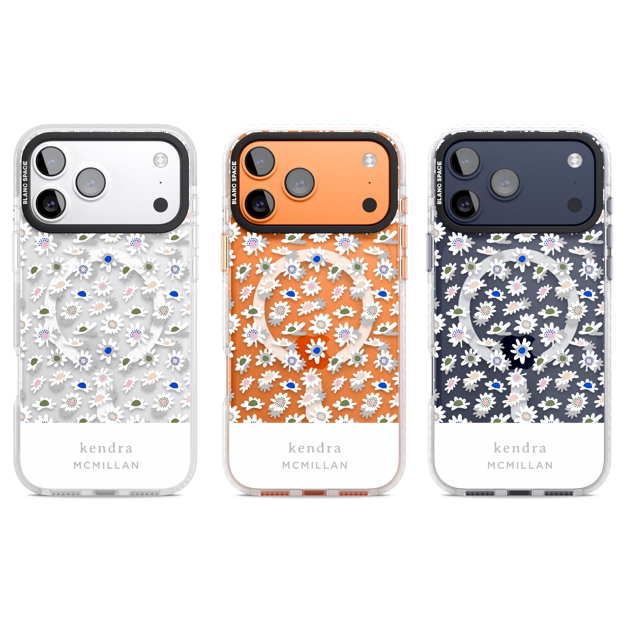 Personalised Grey & White Daisies iPhone 17 Pro Impact Pro Clear Phone Case APT Impact Protection