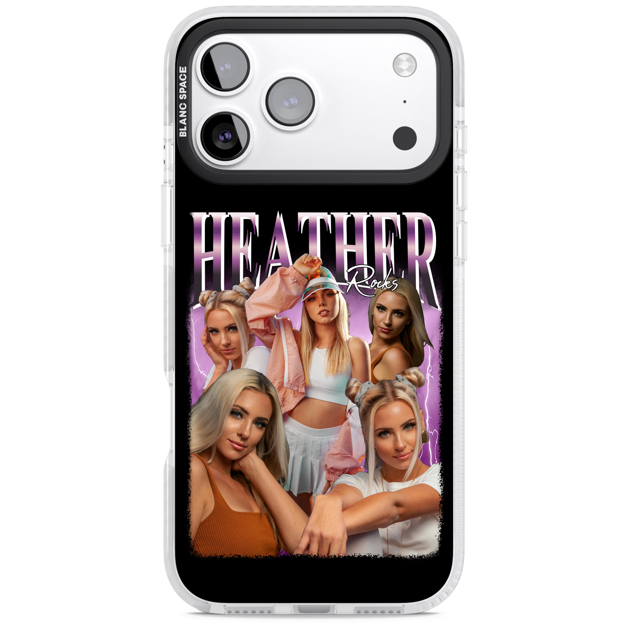 Personalised Airbrush Name & Photo Collage (Pink) iPhone 17 Pro Impact Pro Clear Phone Case