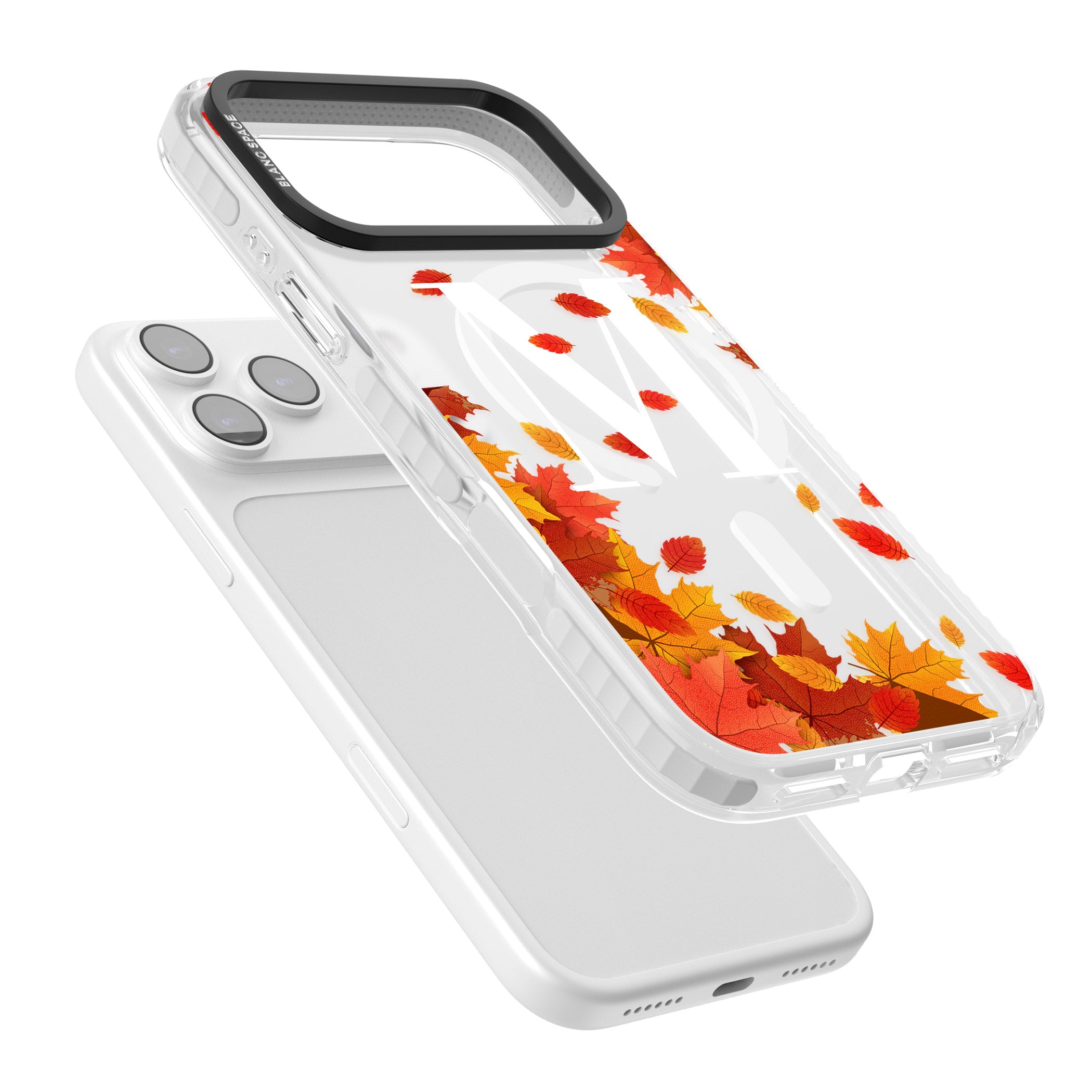 Personalised Autumn Leaves Monogram iPhone 17 Pro Impact Pro Clear Phone Case Colours