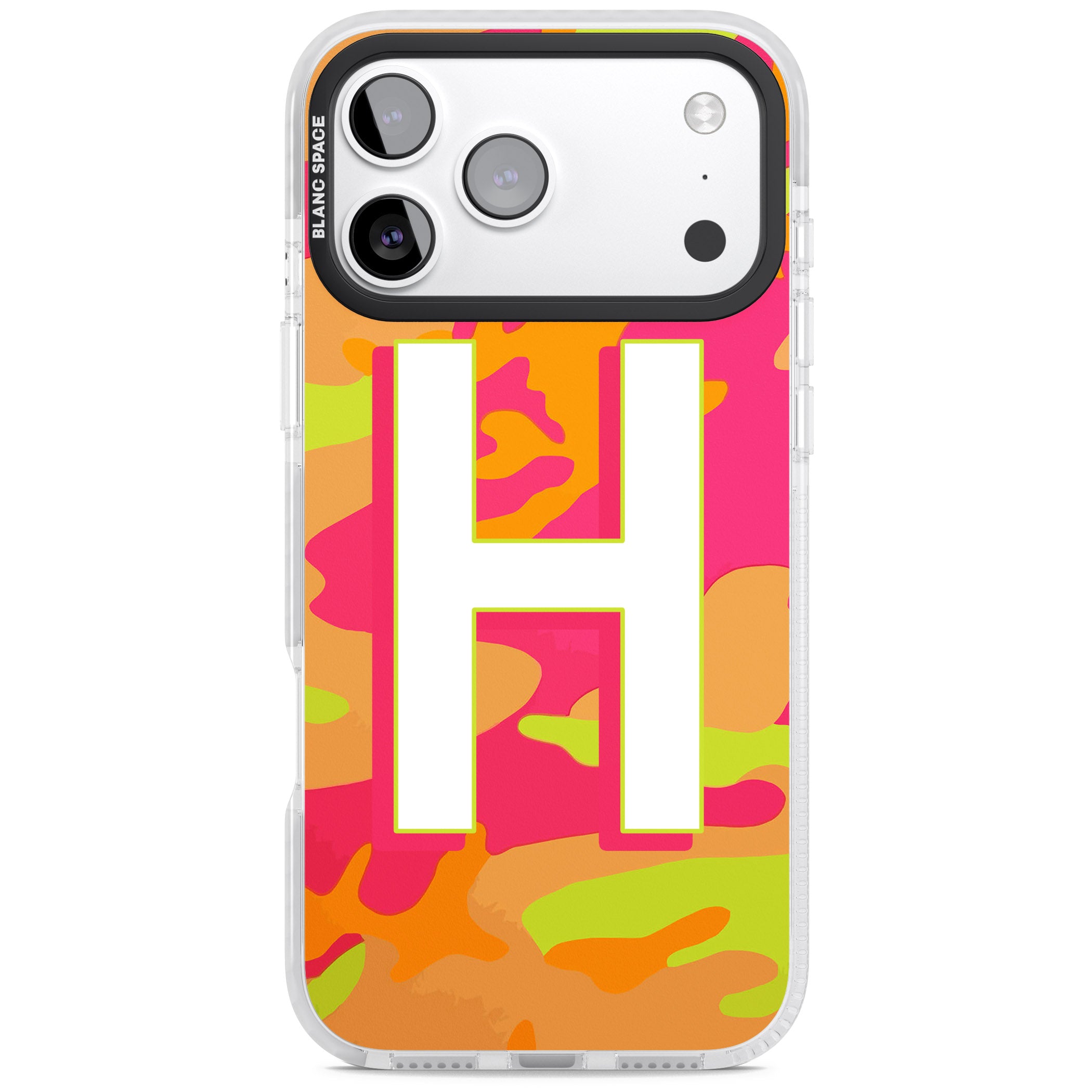 Personalised Neon Camo iPhone 17 Pro Impact Pro Clear Phone Case