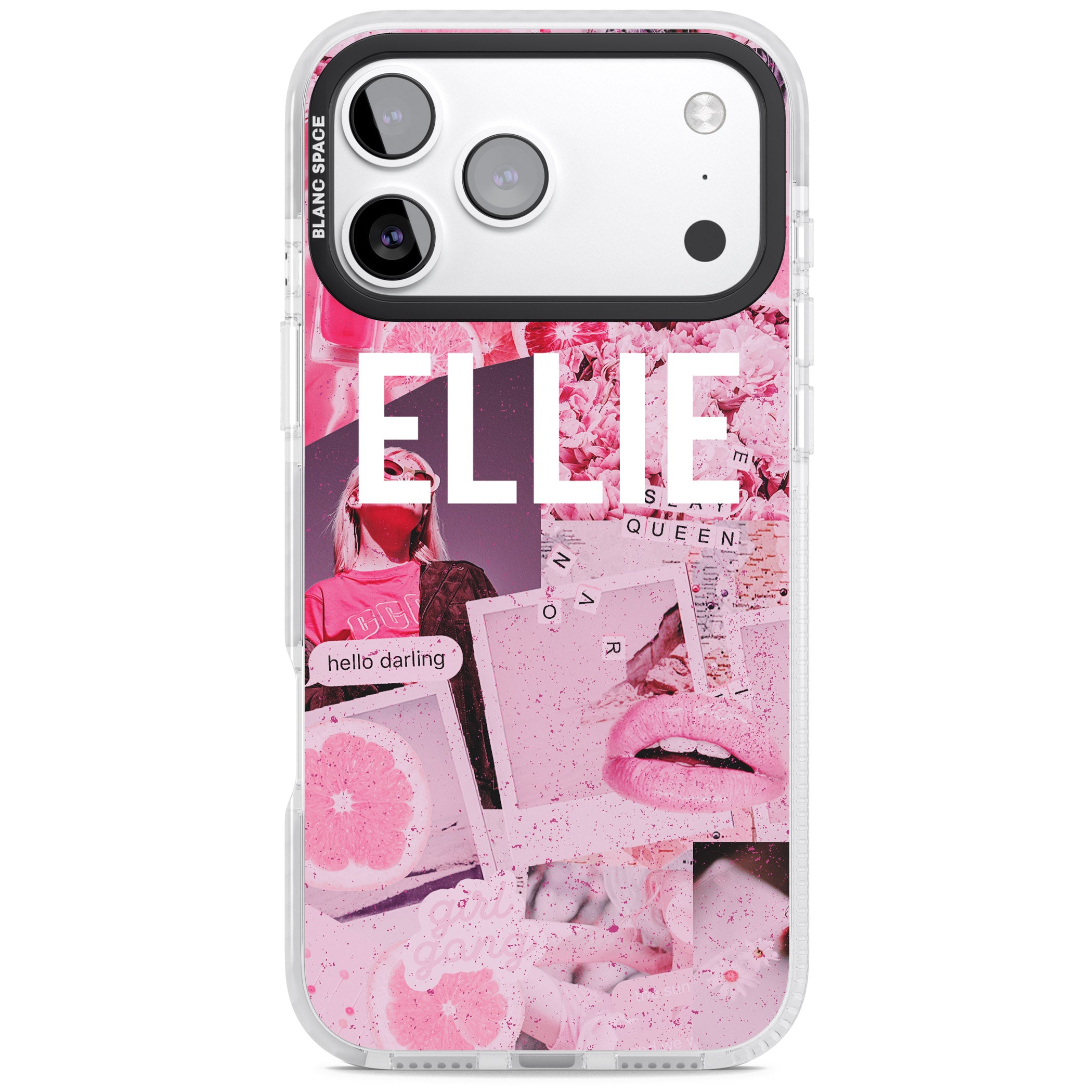 Personalised Sweet Pink Collage iPhone 17 Pro Impact Pro Clear Phone Case