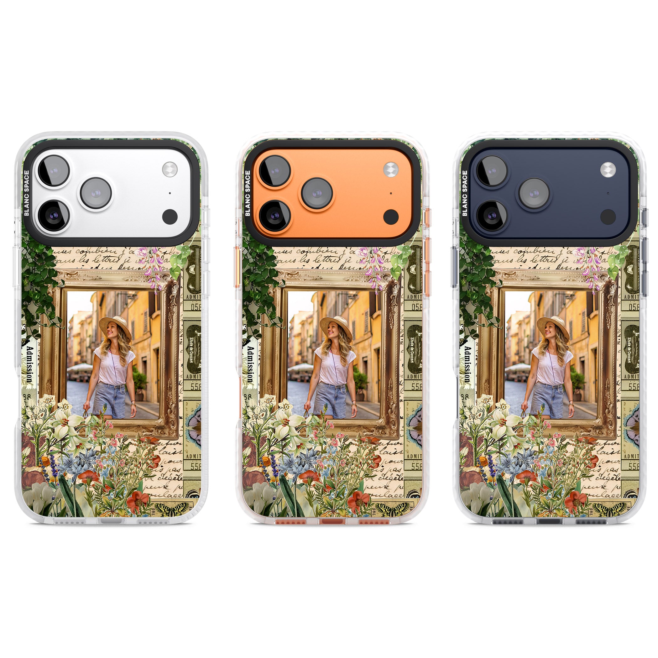 Personalised Tuscan Floral Collage Frame iPhone 17 Pro Impact Pro Clear Phone Case APT Impact Protection