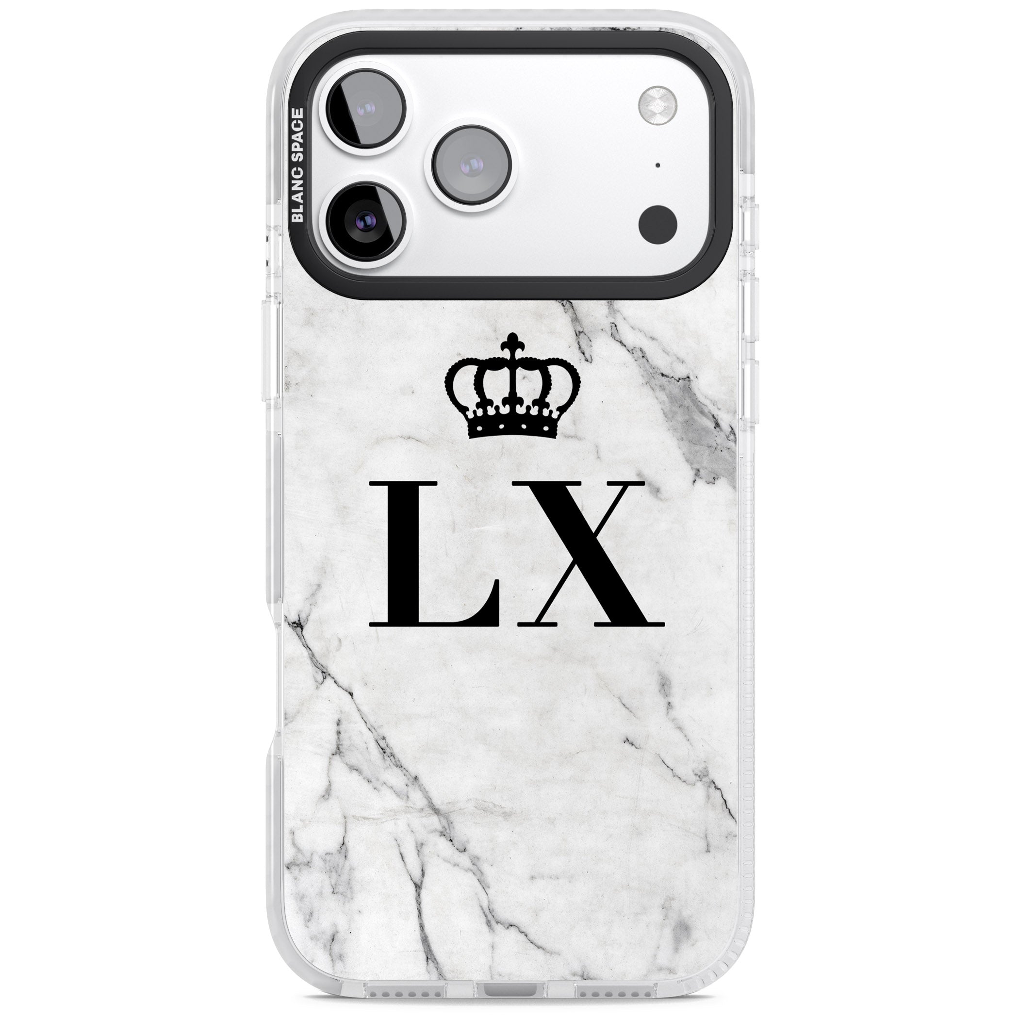 Personalised Initial Crown Marble iPhone 17 Pro Impact Pro Clear Phone Case