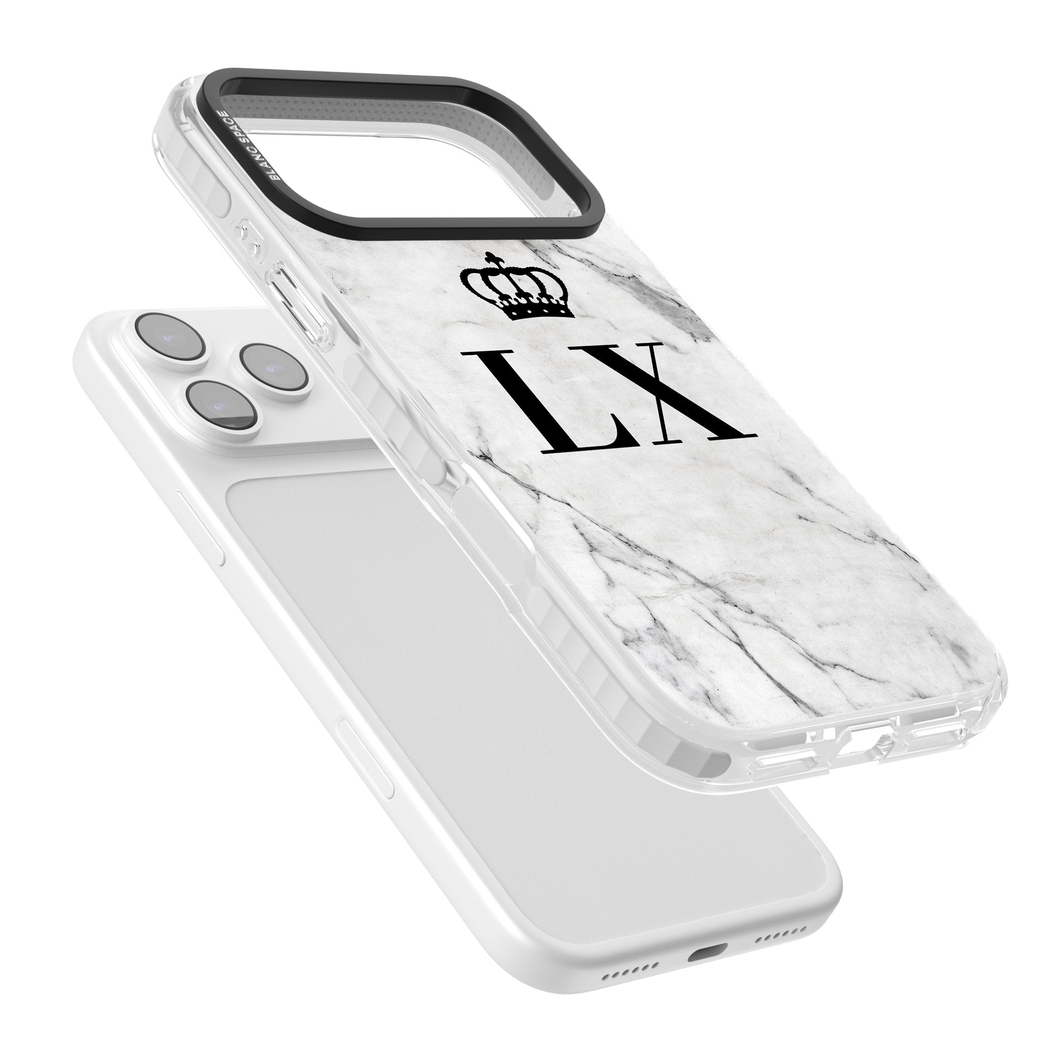 Personalised Initial Crown Marble iPhone 17 Pro Impact Pro Clear Phone Case Colours