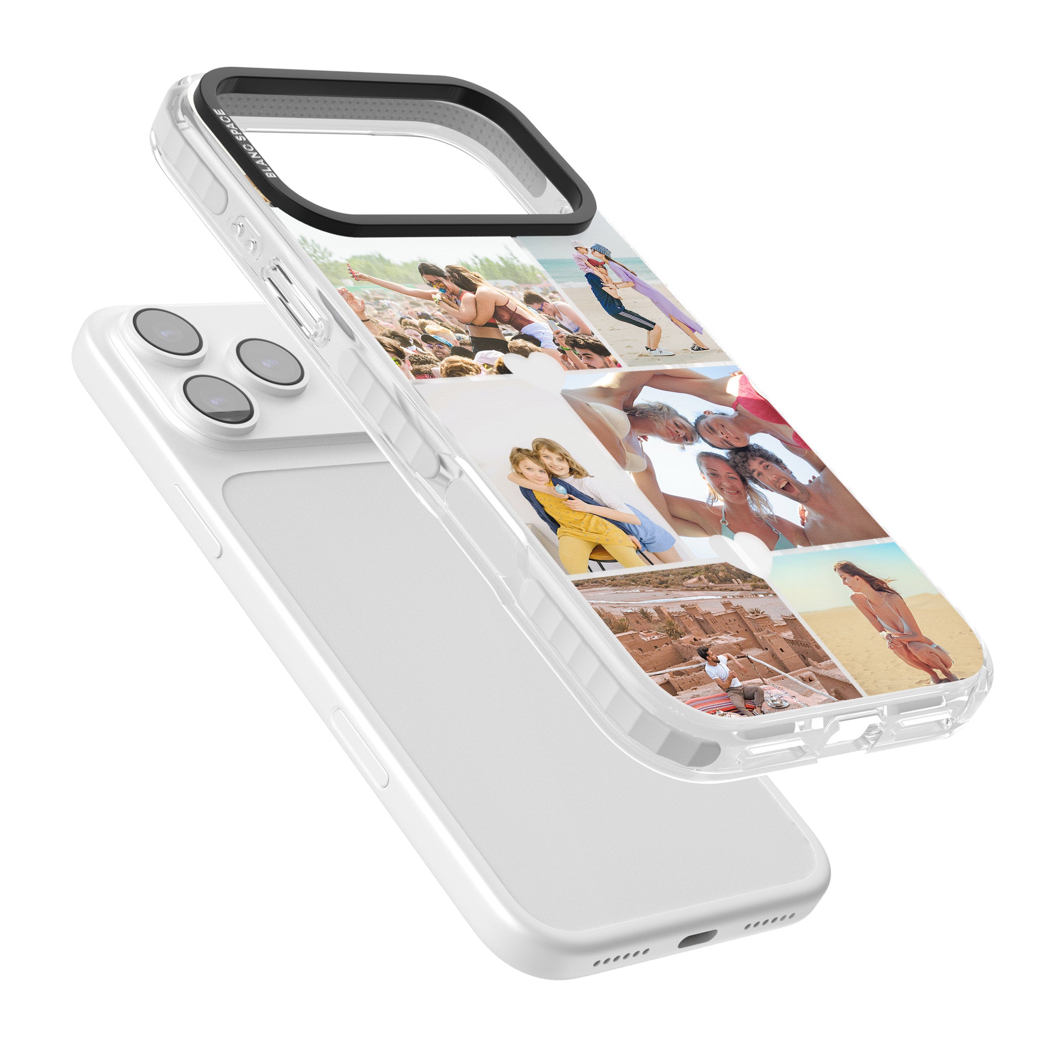 Personalised Heart Photo Grid iPhone 17 Pro Impact Pro Clear Phone Case Colours