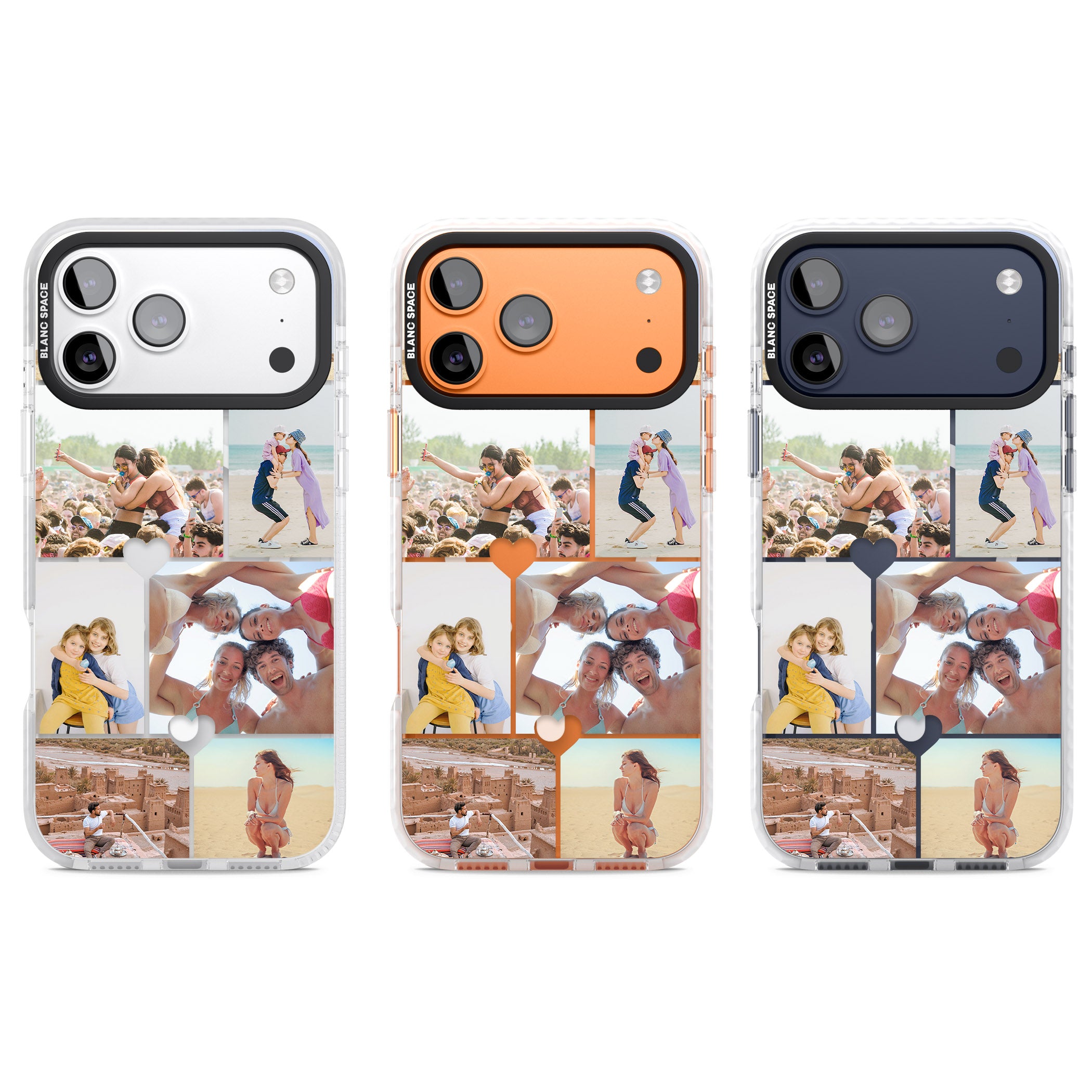 Personalised Heart Photo Grid iPhone 17 Pro Impact Pro Clear Phone Case APT Impact Protection