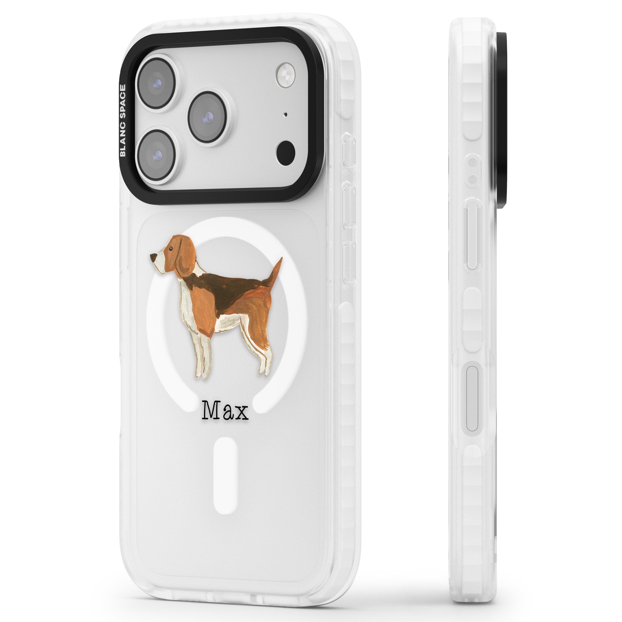 Personalised Beagle iPhone 17 Pro Impact Pro Clear Phone Case Side Profile
