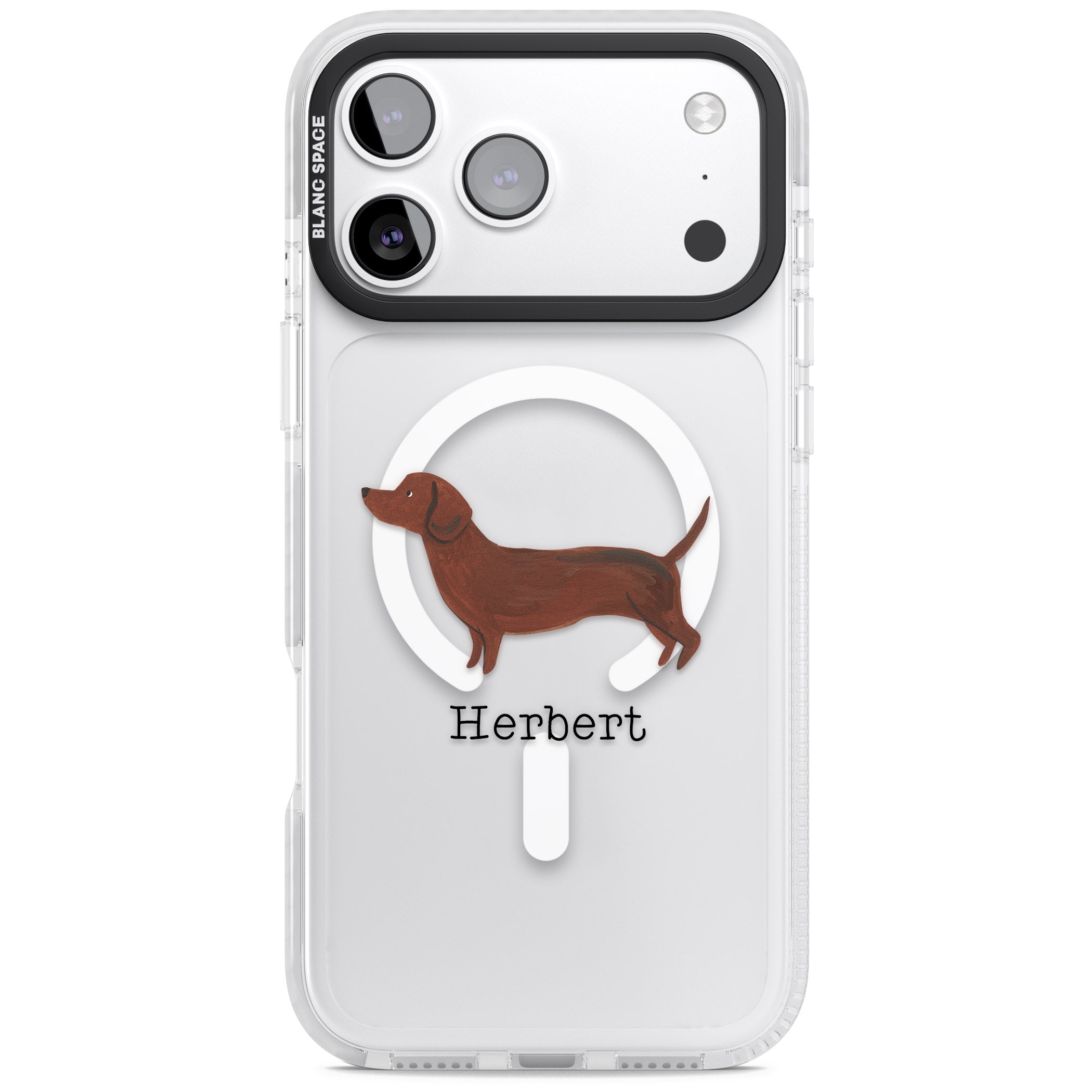 Personalised Sausage Dog iPhone 17 Pro Impact Pro Clear Phone Case