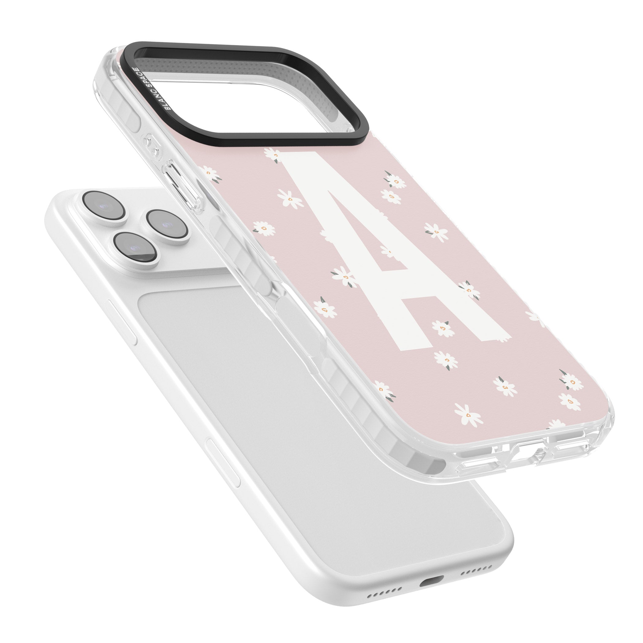 Personalised Pink Daisy Initial iPhone 17 Pro Impact Pro Clear Phone Case Colours