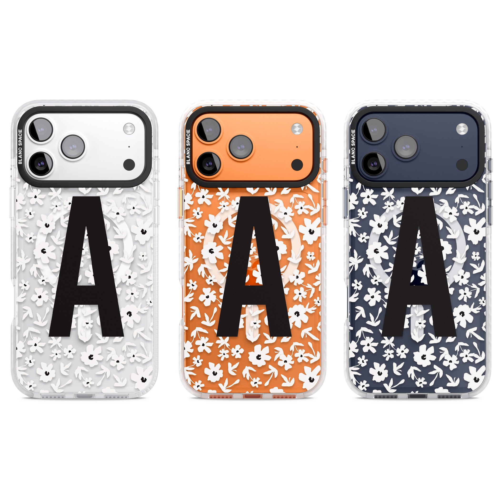 Personalised Bold Initial Floral iPhone 17 Pro Impact Pro Clear Phone Case APT Impact Protection