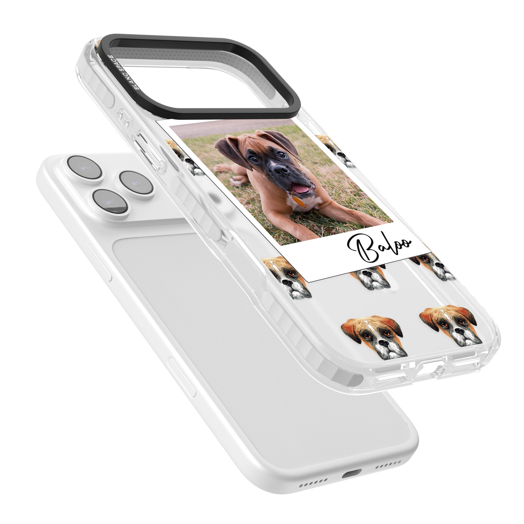 Personalised Boxer Instant Camera Photo iPhone 17 Pro Impact Pro Clear Phone Case Colours