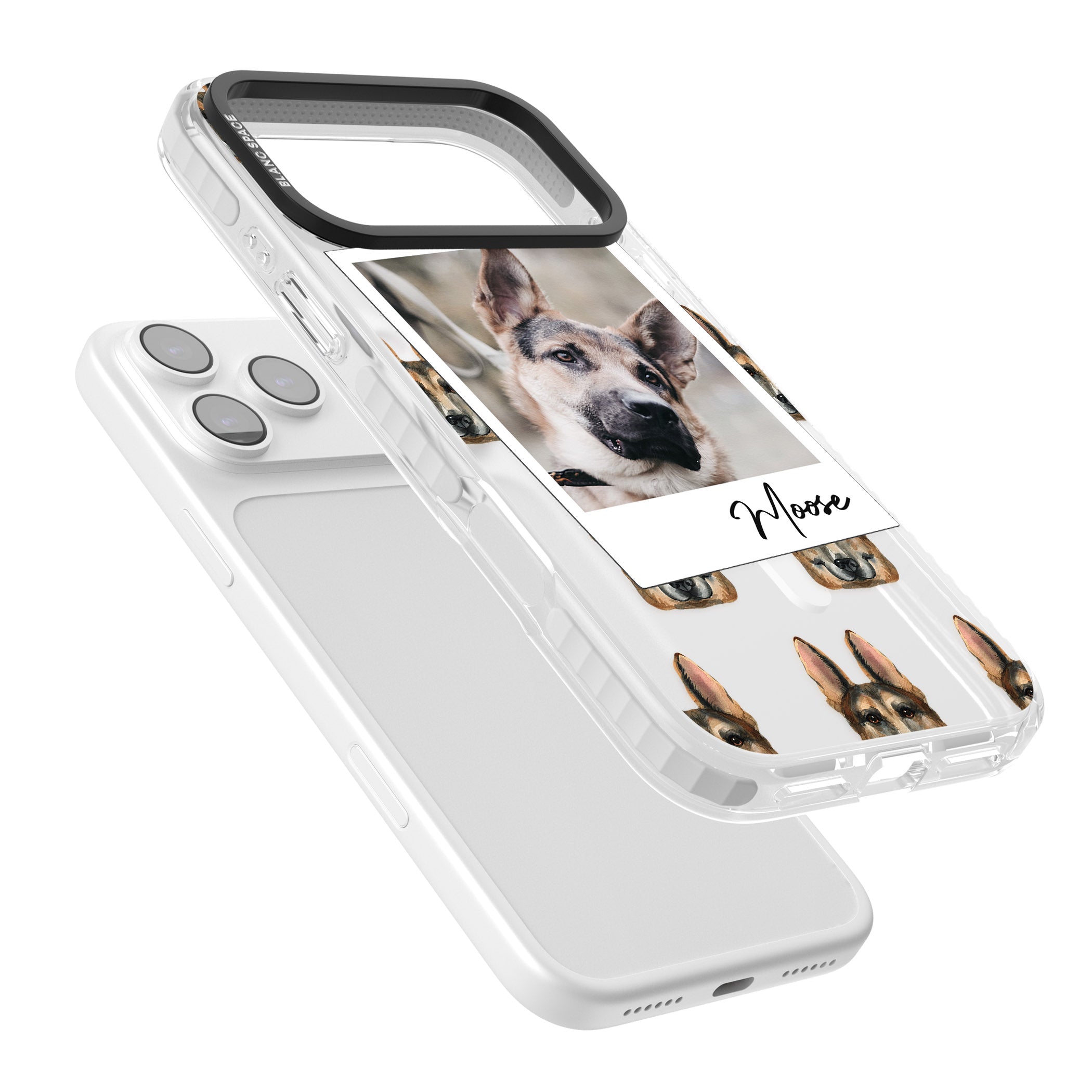 Personalised German Shepherd Instant Camera Photo iPhone 17 Pro Impact Pro Clear Phone Case Colours