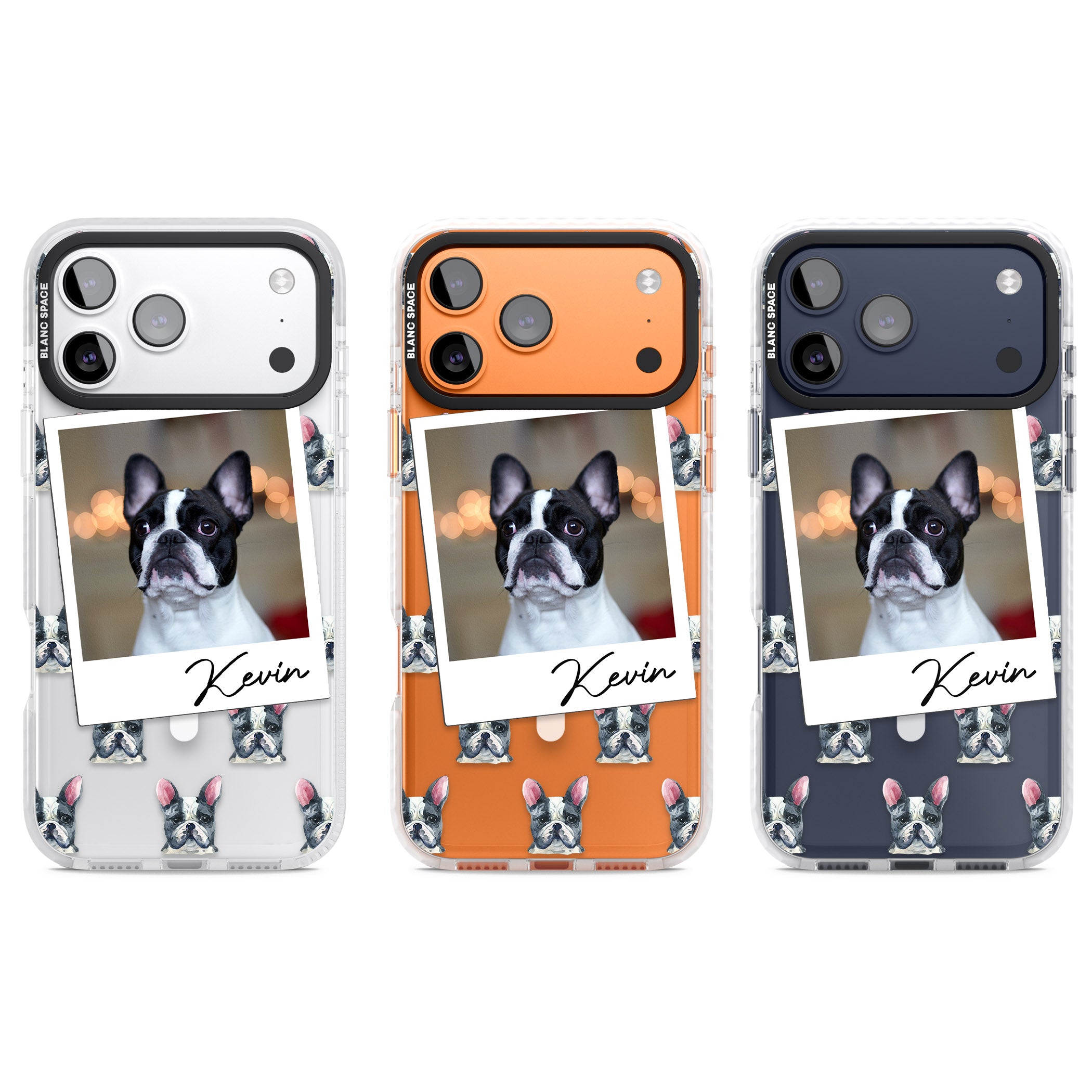 Personalised Black & White French Bulldog Instant Camera Photo iPhone 17 Pro Impact Pro Clear Phone Case APT Impact Protection