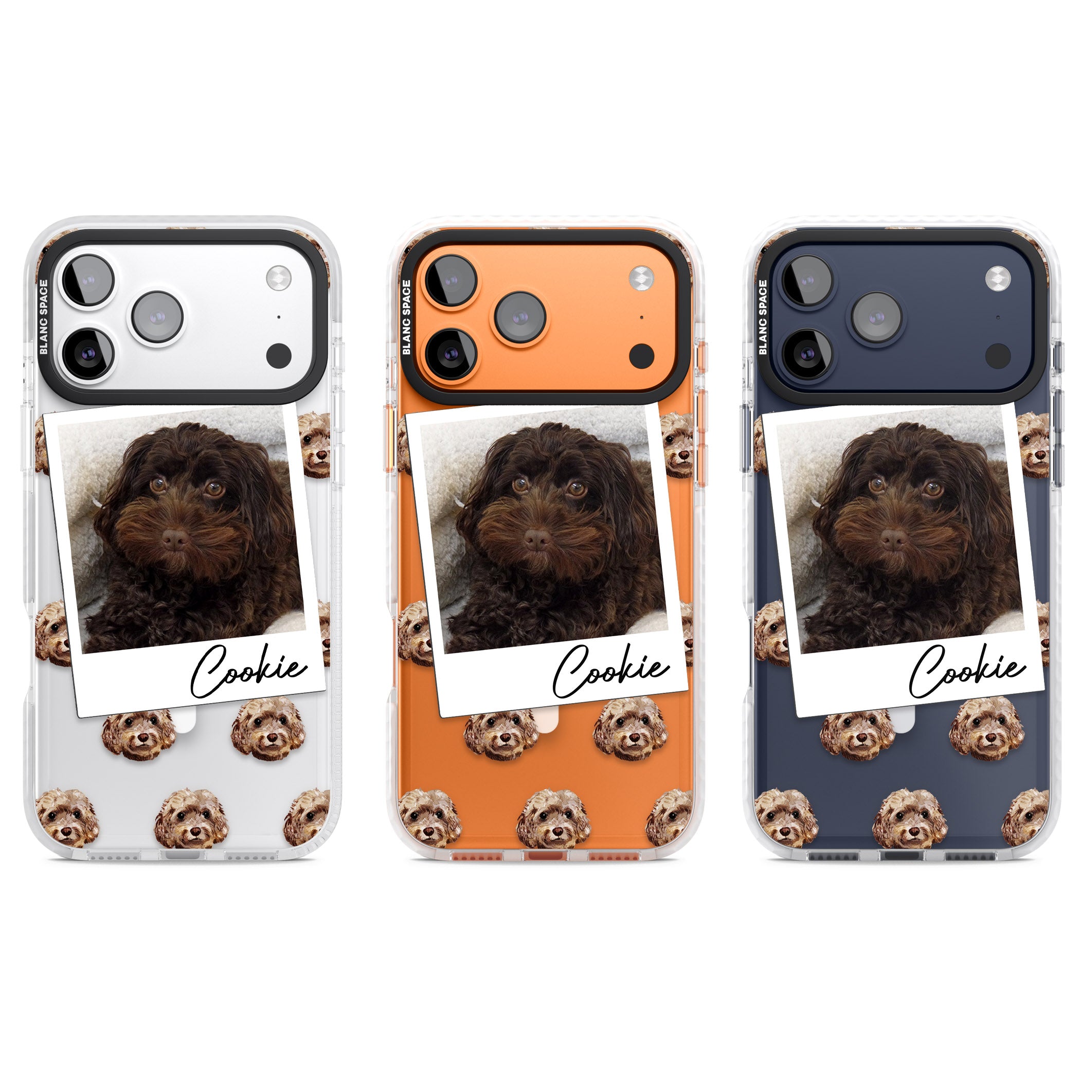 Personalised Brown Cockapoo Instant Camera Photo iPhone 17 Pro Impact Pro Clear Phone Case APT Impact Protection