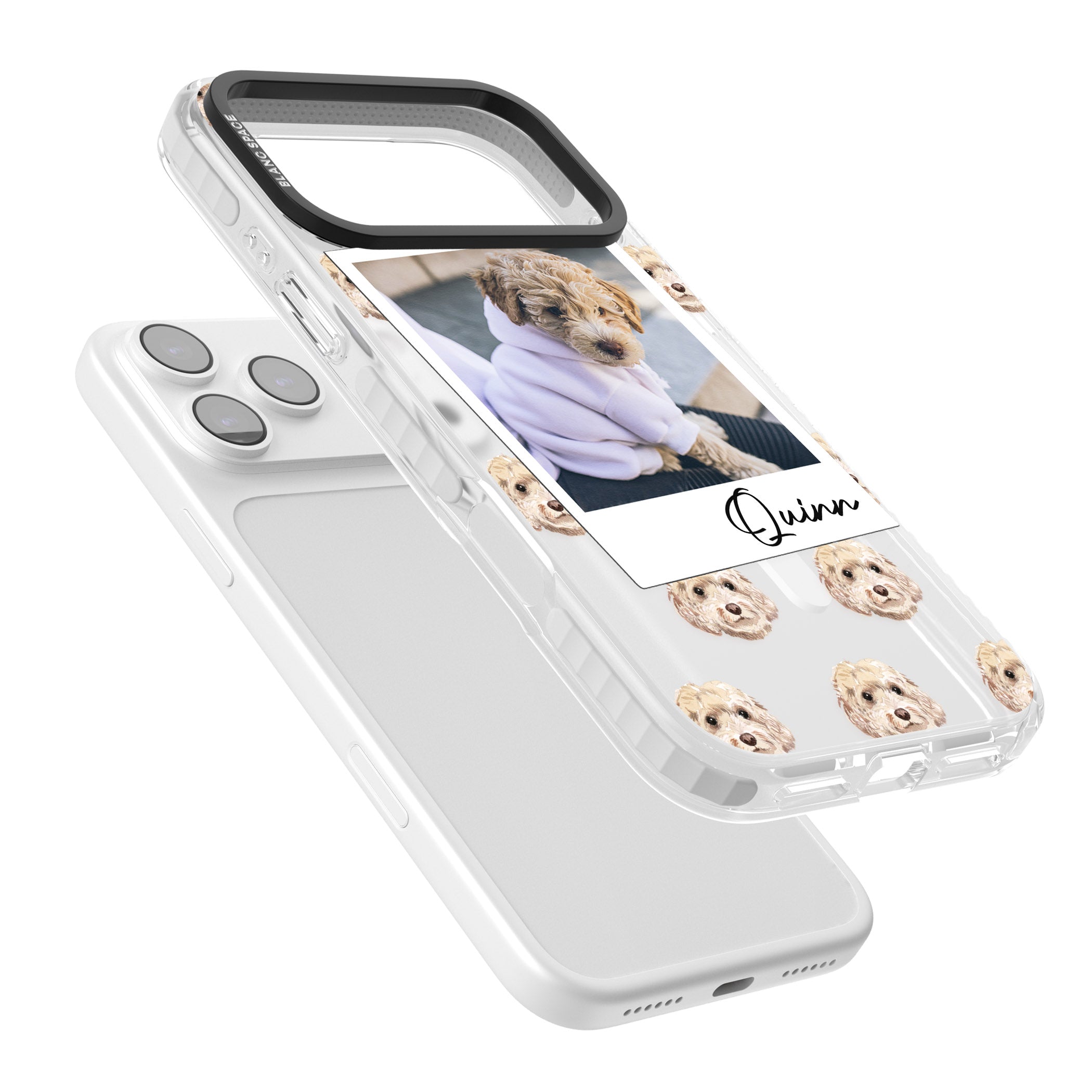 Personalised Cream Cockapoo Instant Camera Photo iPhone 17 Pro Impact Pro Clear Phone Case Colours