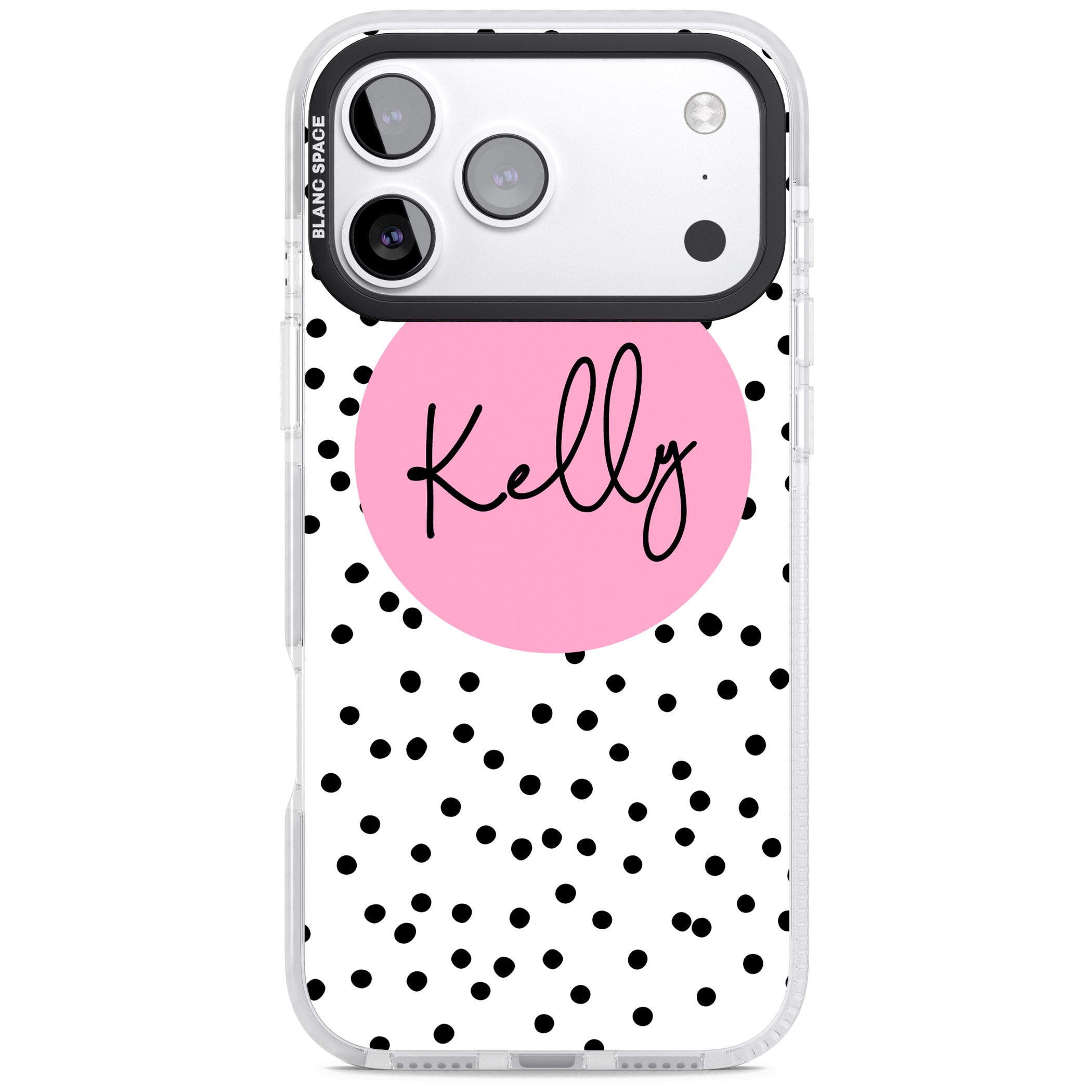 Personalised Pink Circle & Dots iPhone 17 Pro Impact Pro Clear Phone Case