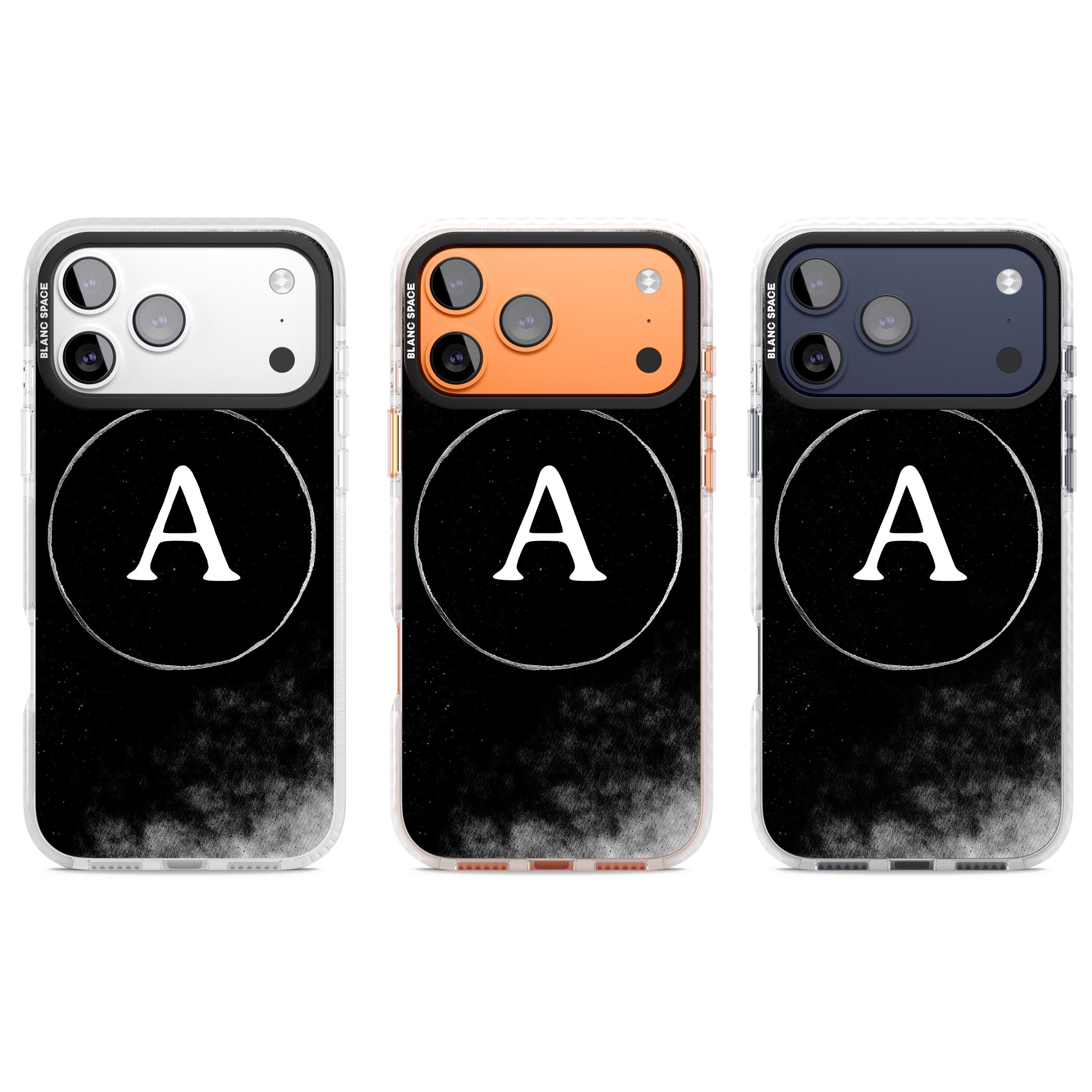 Personalised Monochrome Cosmic Monogram iPhone 17 Pro Impact Pro Clear Phone Case APT Impact Protection