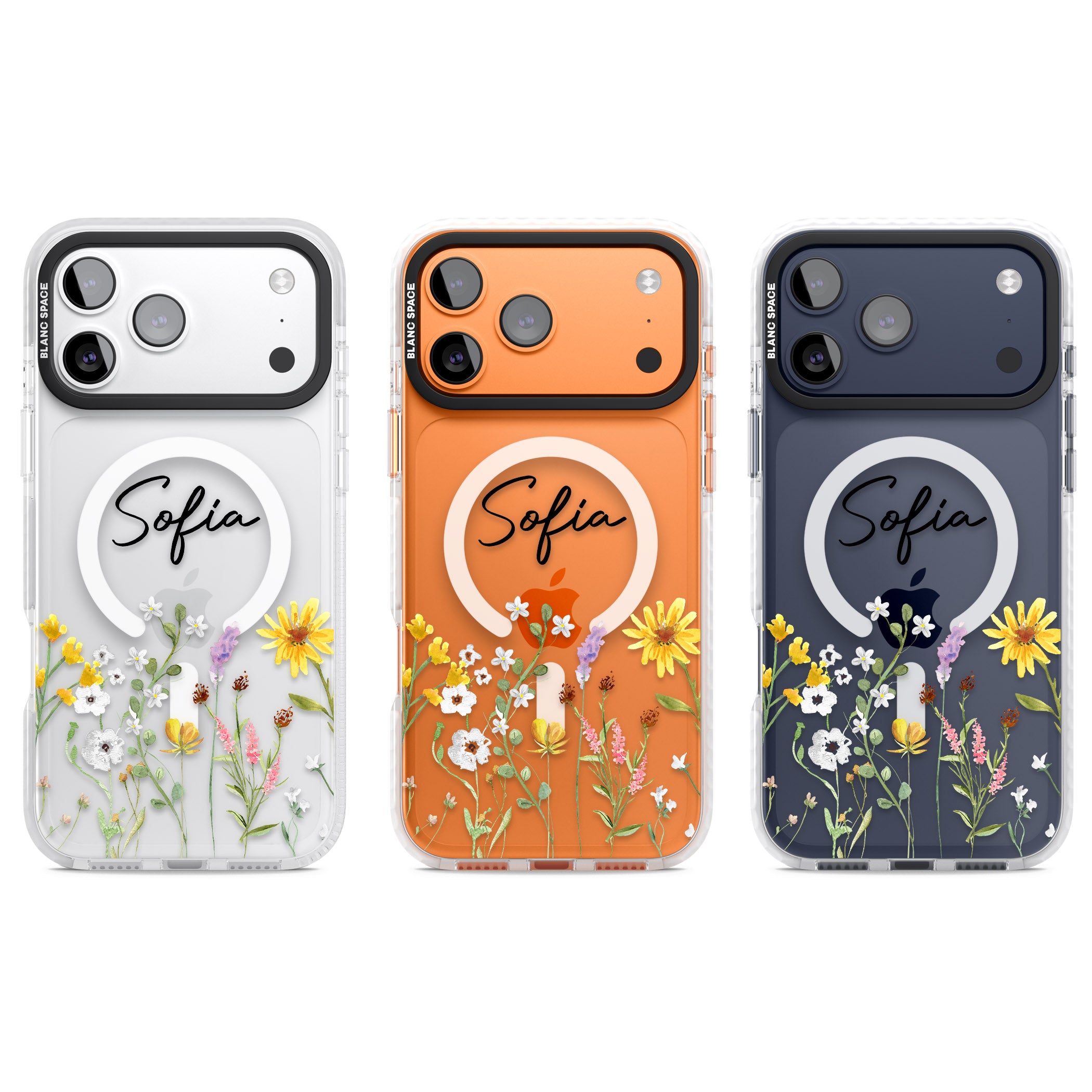 Personalised April Wildfowers iPhone 17 Pro Impact Pro Clear Phone Case APT Impact Protection
