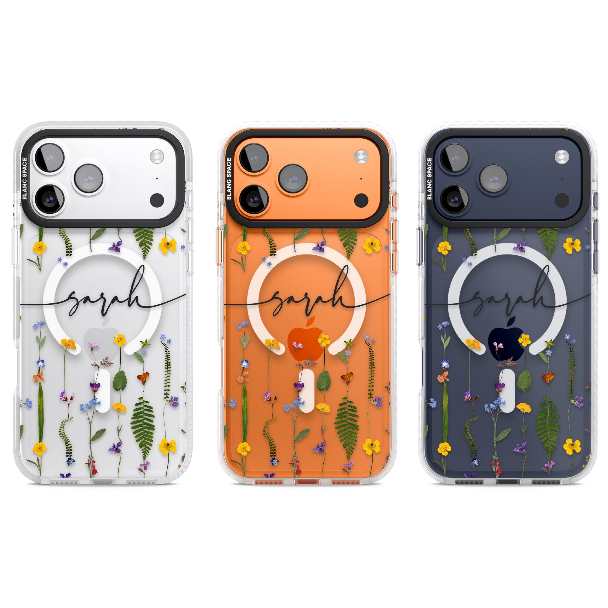 Personalised Wildflower Chain iPhone 17 Pro Impact Pro Clear Phone Case APT Impact Protection