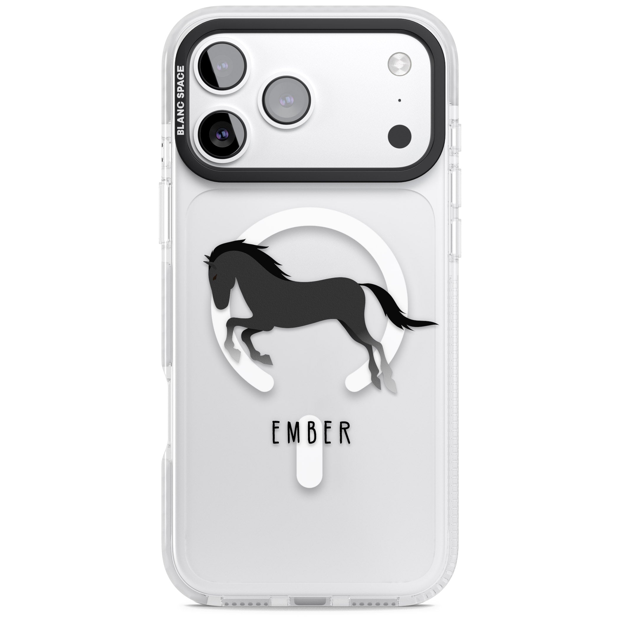 Personalised Black Horse iPhone 17 Pro Impact Pro Clear Phone Case