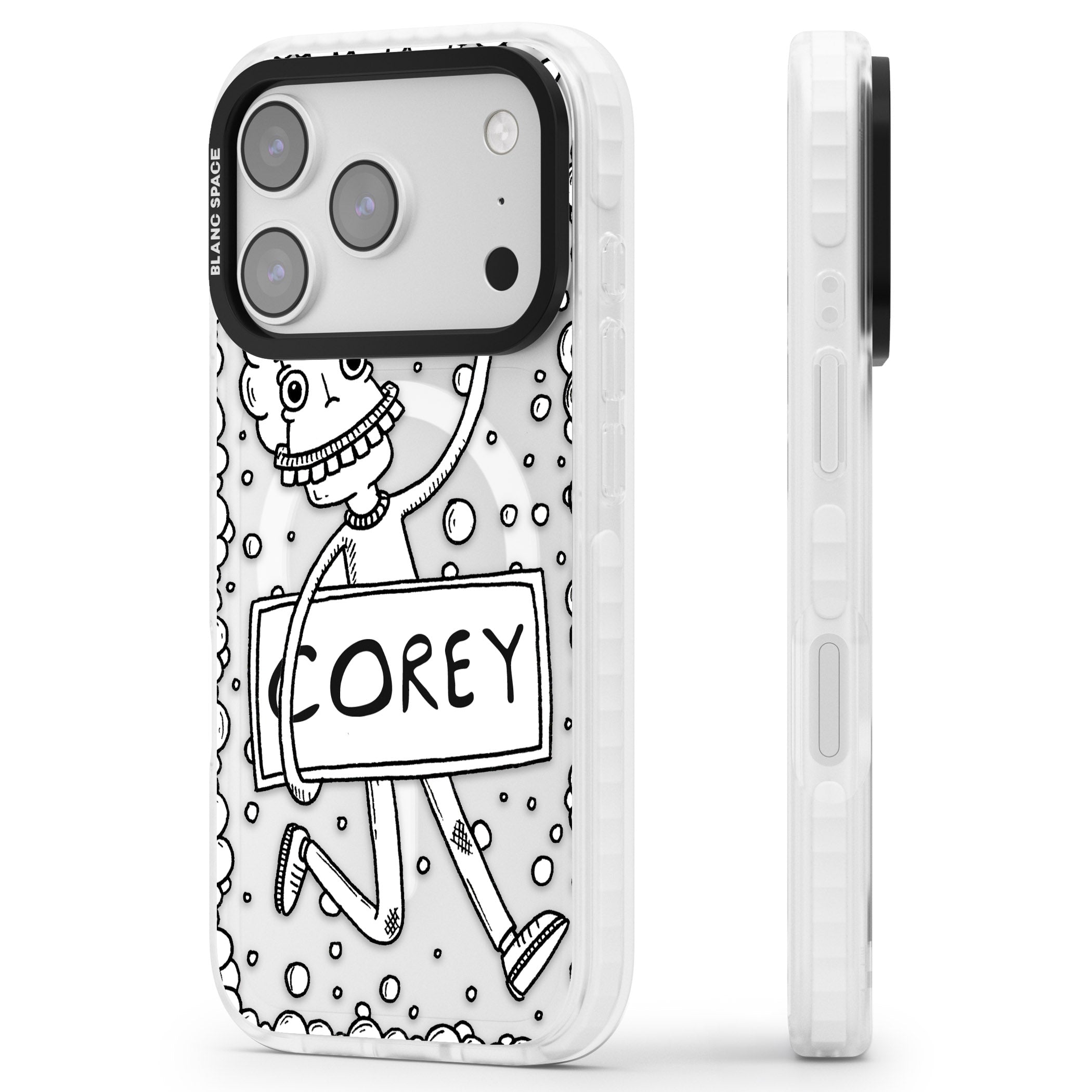 Personalised Banner Boy iPhone 17 Pro Impact Pro Clear Phone Case Side Profile