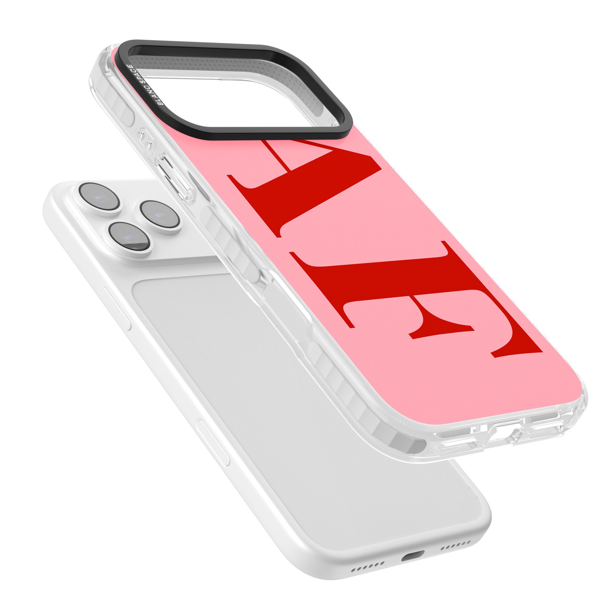 Personalised Red & Pink Letters iPhone 17 Pro Impact Pro Clear Phone Case Colours