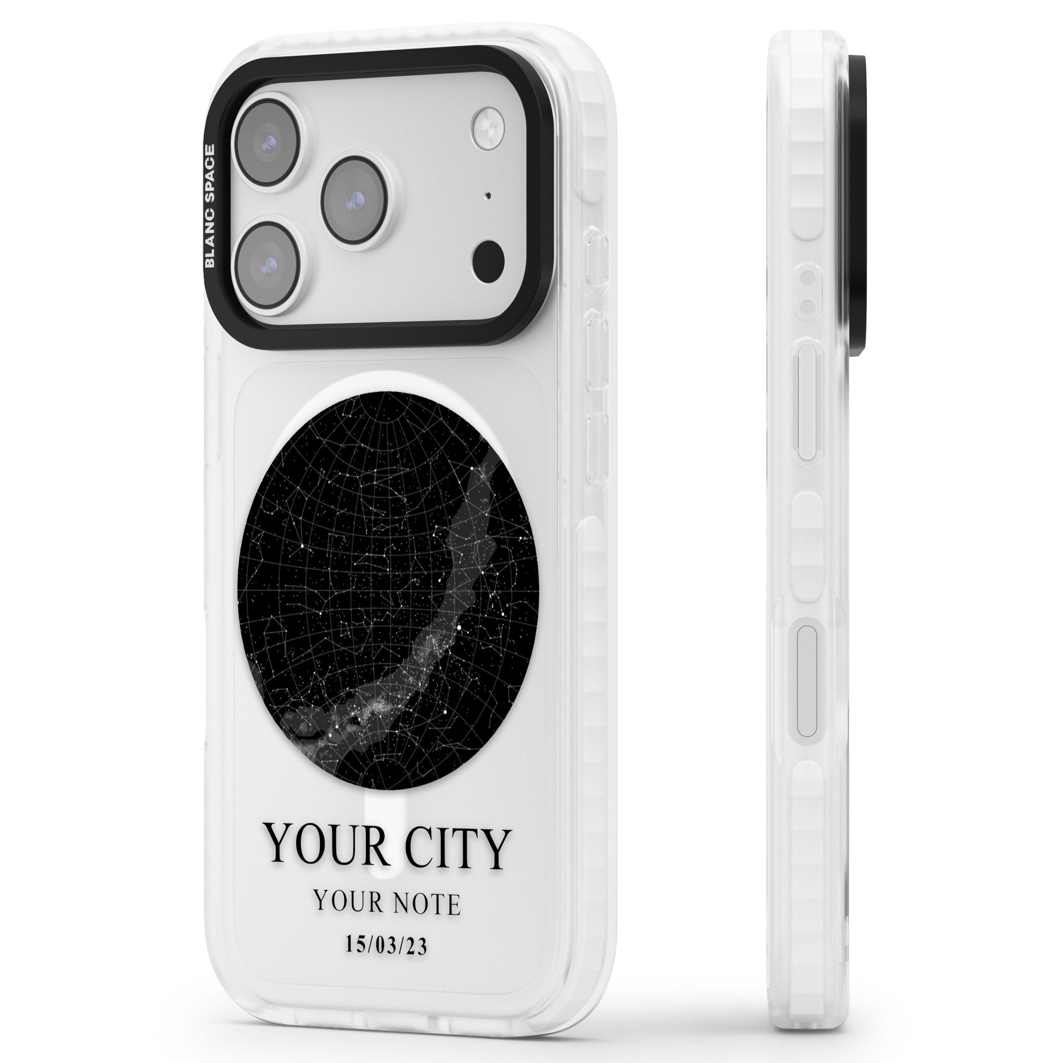 Personalised Star Map iPhone 17 Pro Impact Pro Clear Phone Case Side Profile