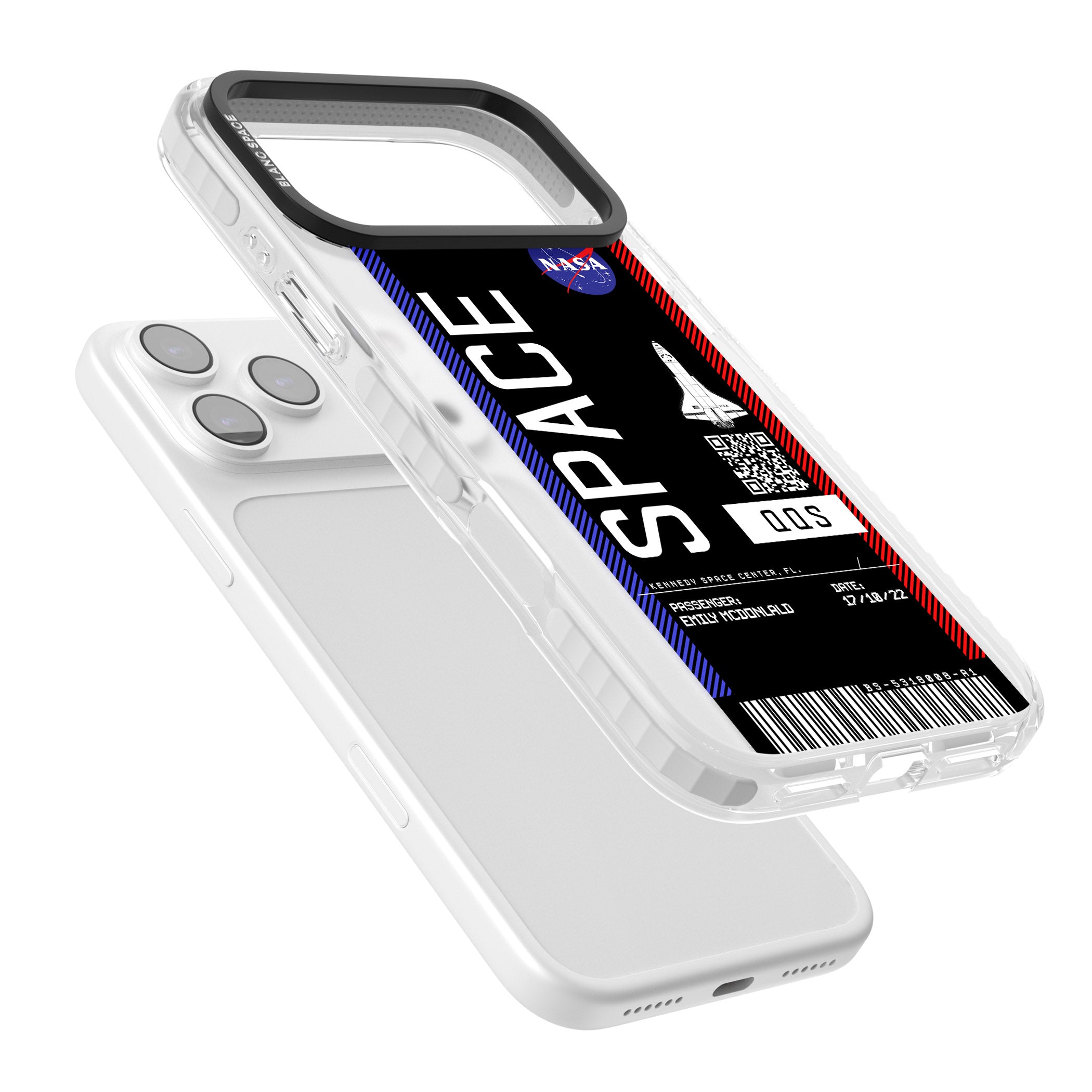Personalised Nasa Boarding Pass (Dark) iPhone 17 Pro Impact Pro Clear Phone Case Colours