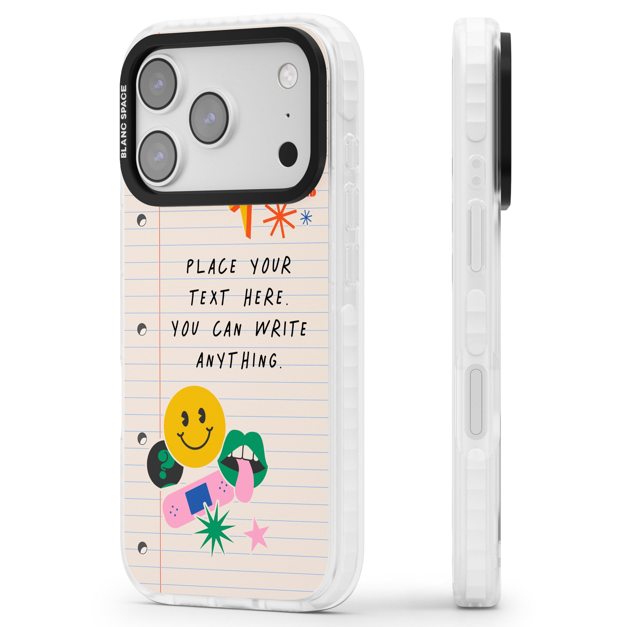 Personalised Retro Rainbow Fun iPhone 17 Pro Impact Pro Clear Phone Case Side Profile