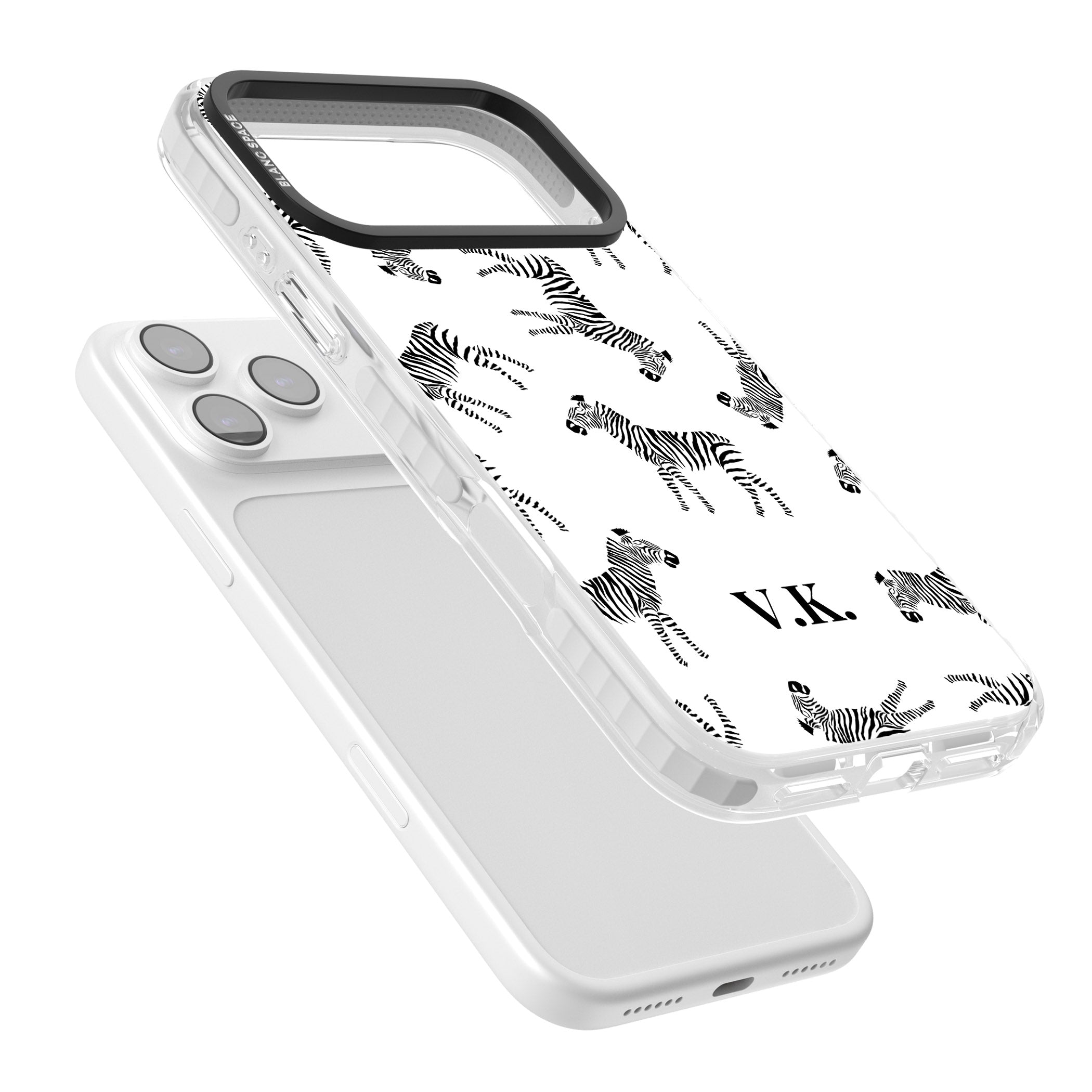 Personalised Zebra Pattern iPhone 17 Pro Impact Pro Clear Phone Case Colours