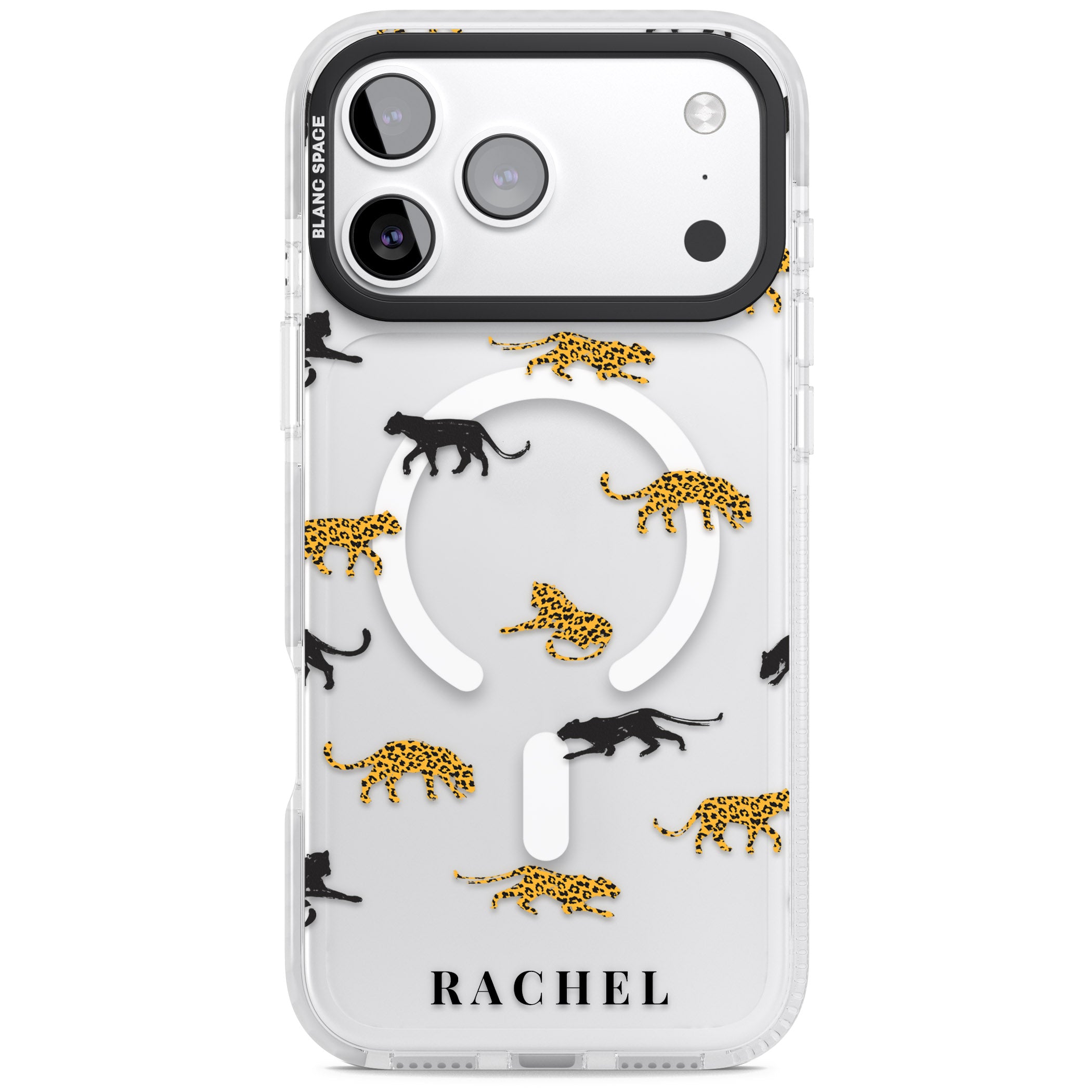 Personalised Jaguar Pattern iPhone 17 Pro Impact Pro Clear Phone Case