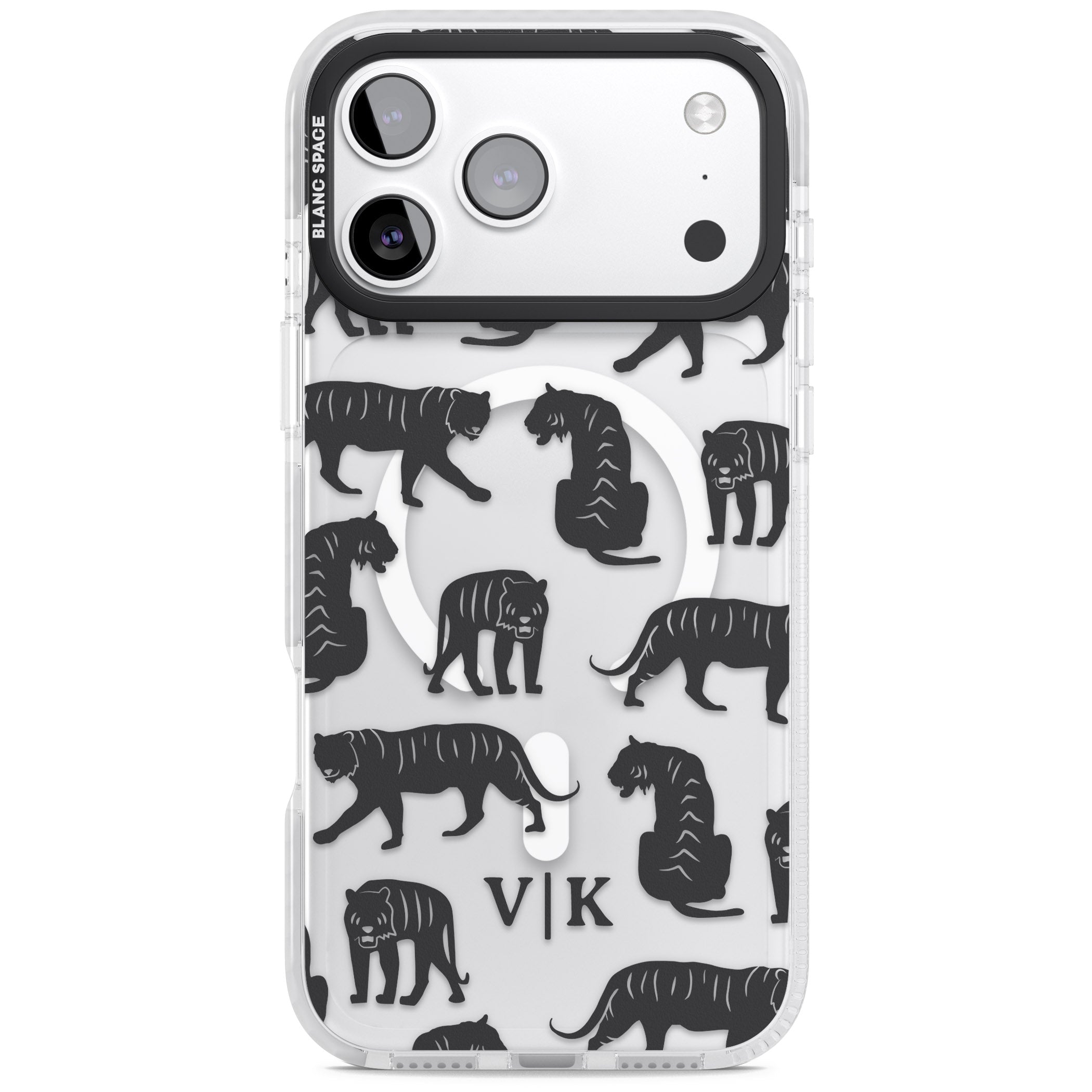Personalised Tiger Silhouettes iPhone 17 Pro Impact Pro Clear Phone Case
