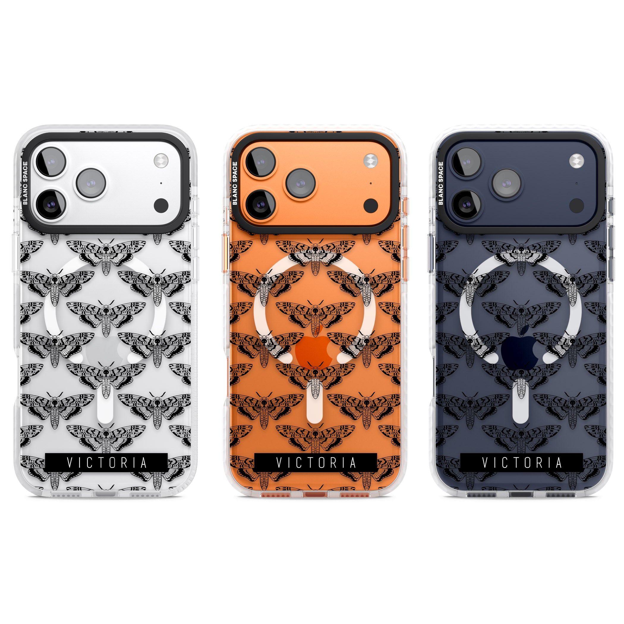 Personalised Hawk Moth Pattern iPhone 17 Pro Impact Pro Clear Phone Case APT Impact Protection