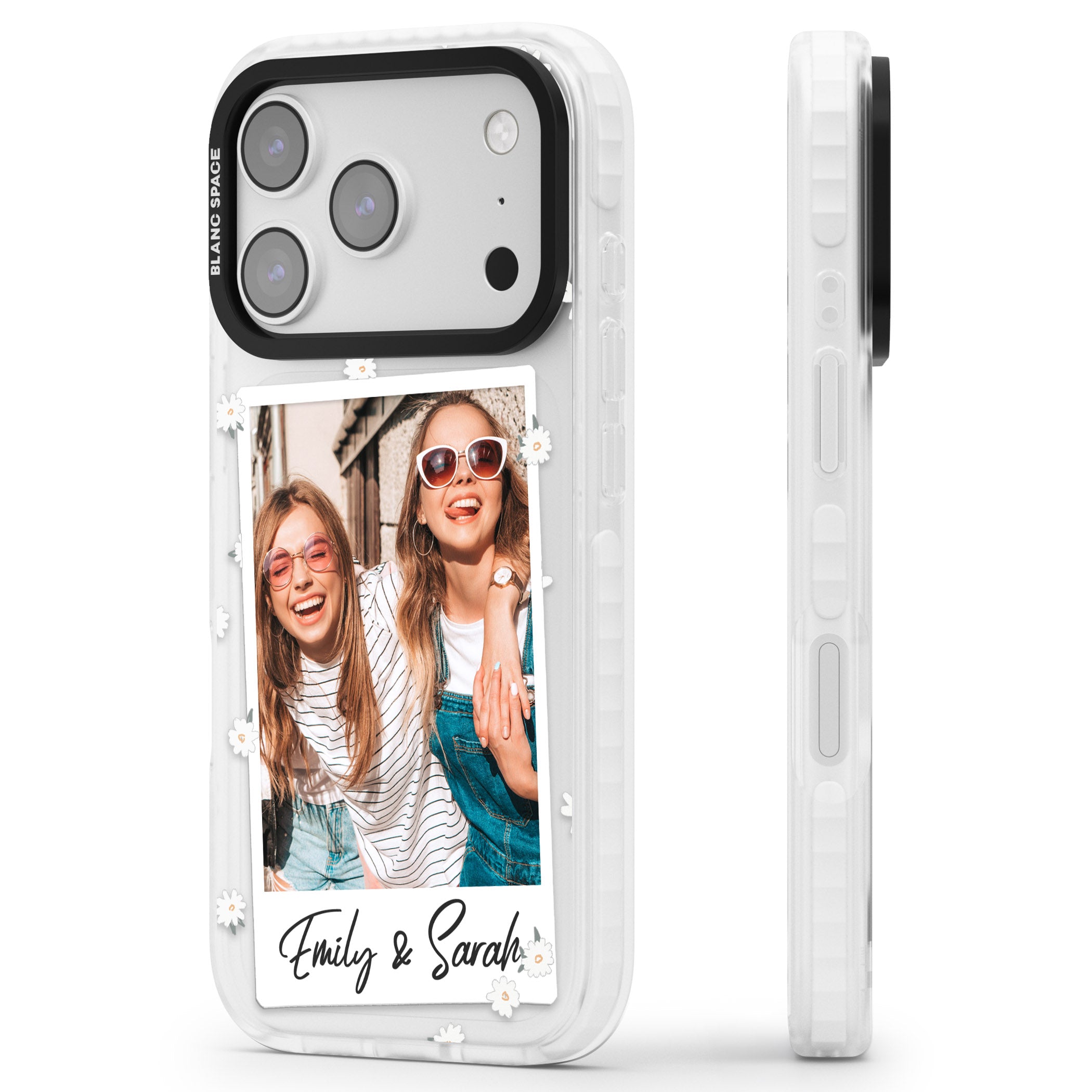 Personalised Daisy Instant Photo iPhone 17 Pro Impact Pro Clear Phone Case Side Profile