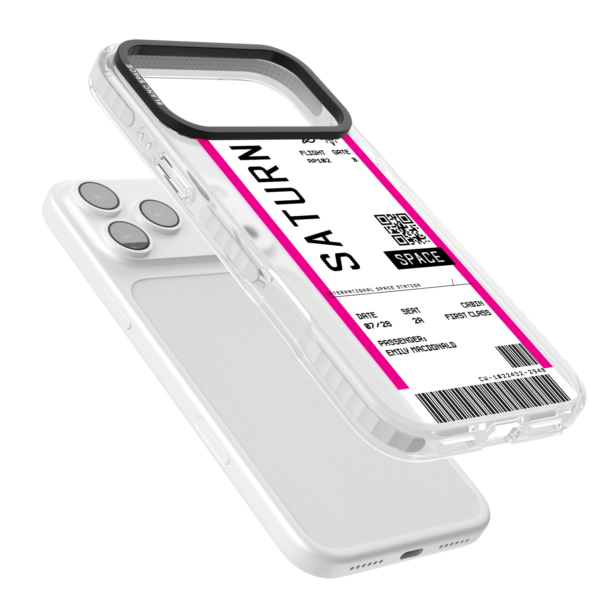 Personalised Saturn Travel Ticket iPhone 17 Pro Impact Pro Clear Phone Case Colours