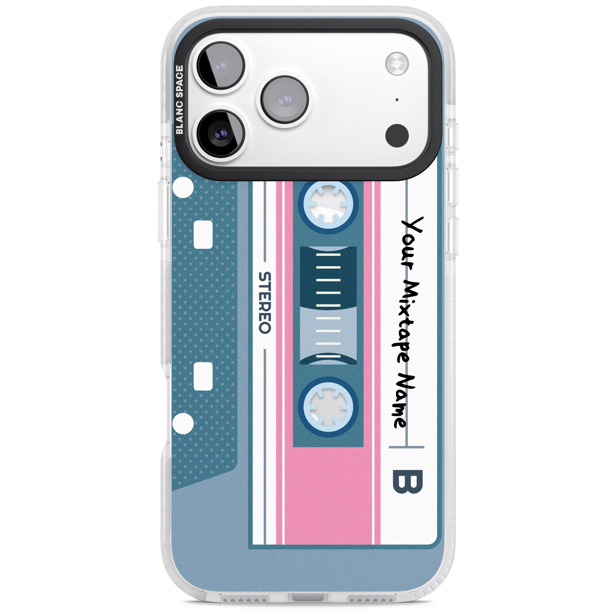 Personalised Retro Cassette Mixtape iPhone 17 Pro Impact Pro Clear Phone Case