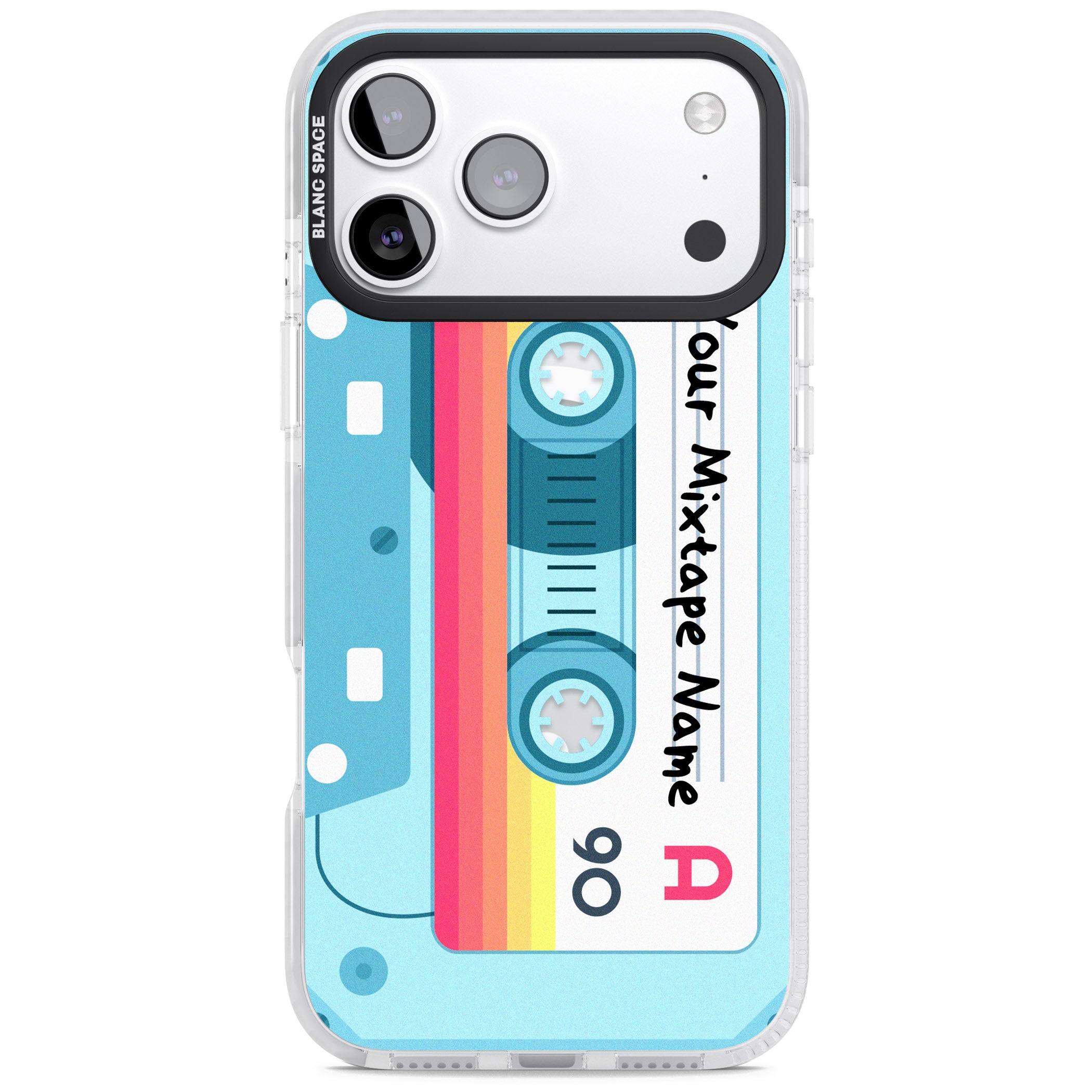 Personalised Retro Mixtape Sporty iPhone 17 Pro Impact Pro Clear Phone Case