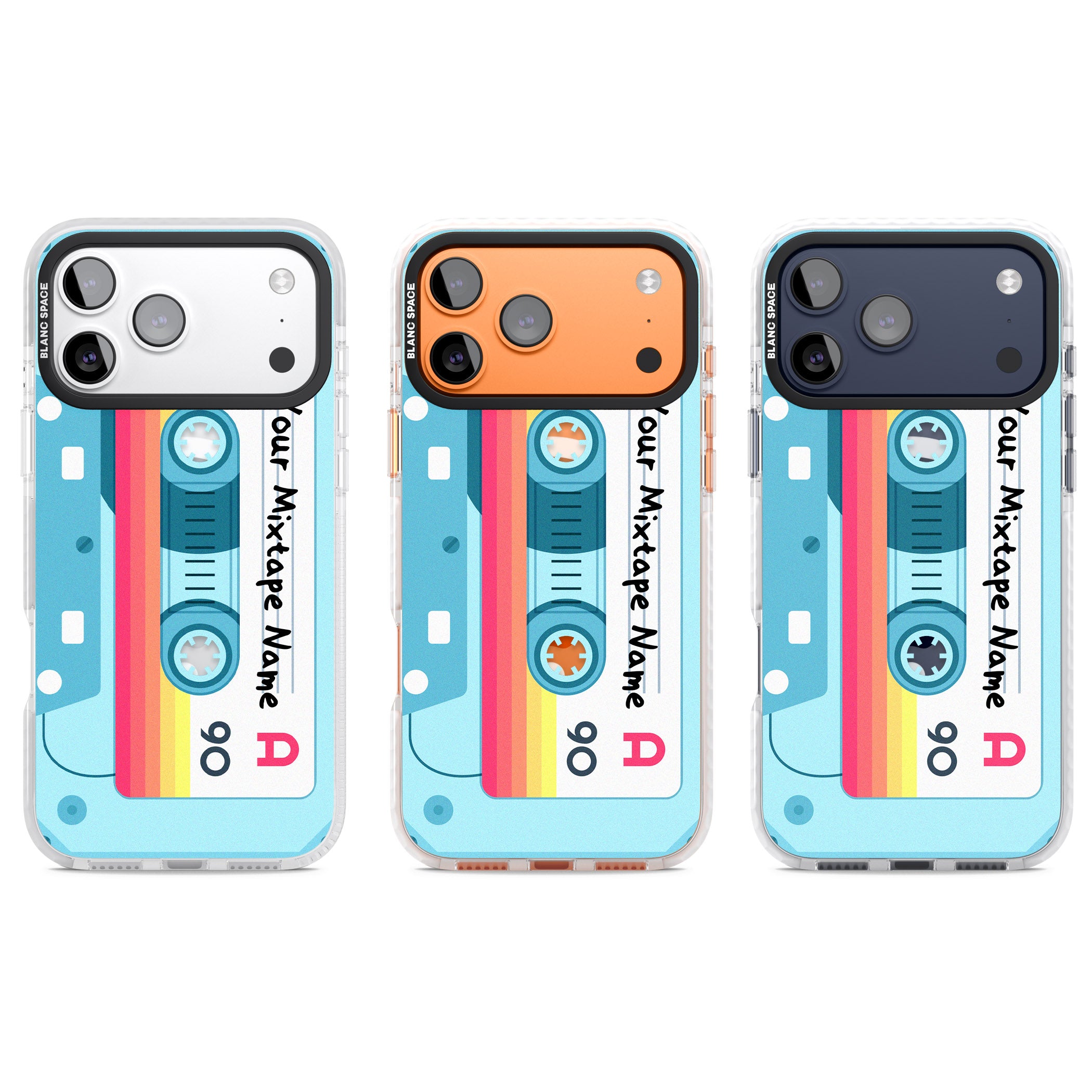Personalised Retro Mixtape Sporty iPhone 17 Pro Impact Pro Clear Phone Case APT Impact Protection