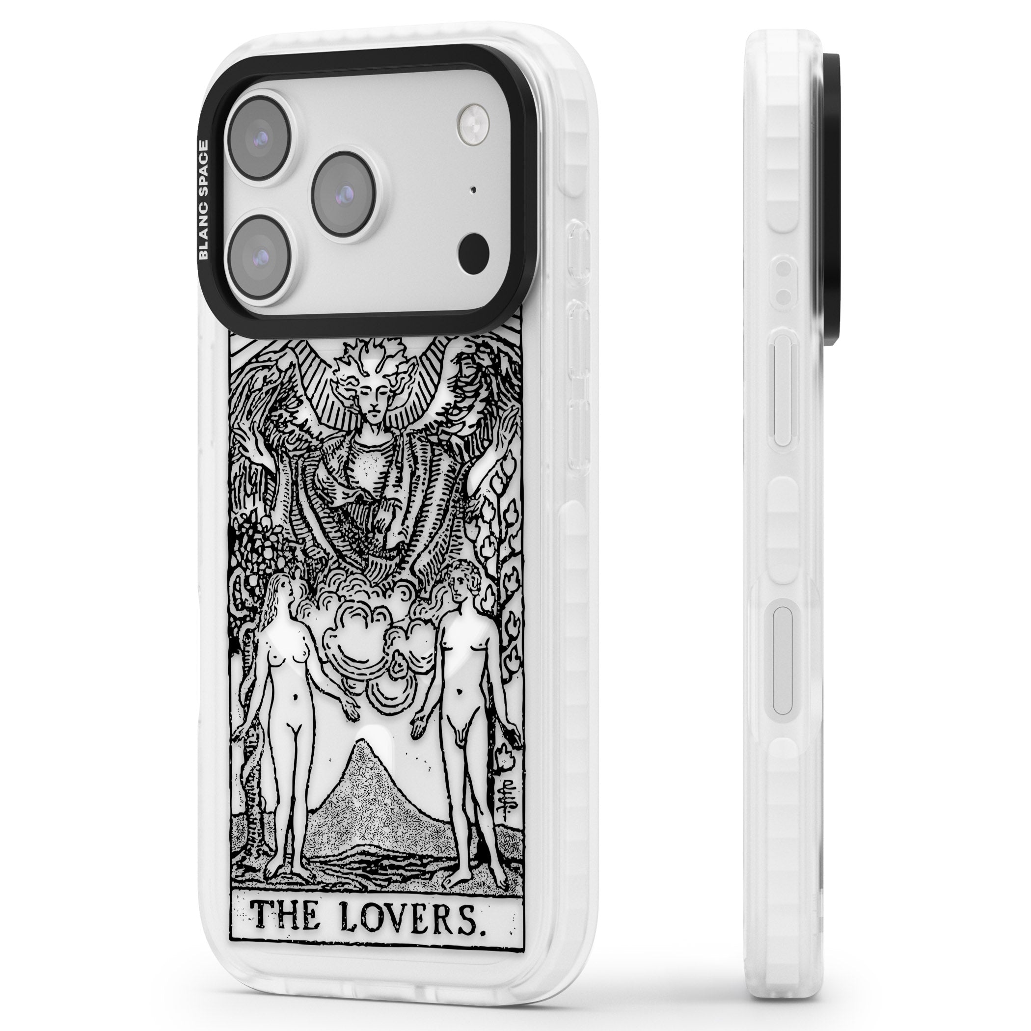 Personalised The Lovers Tarot Card (Clear) iPhone 17 Pro Impact Pro Clear Phone Case Side Profile