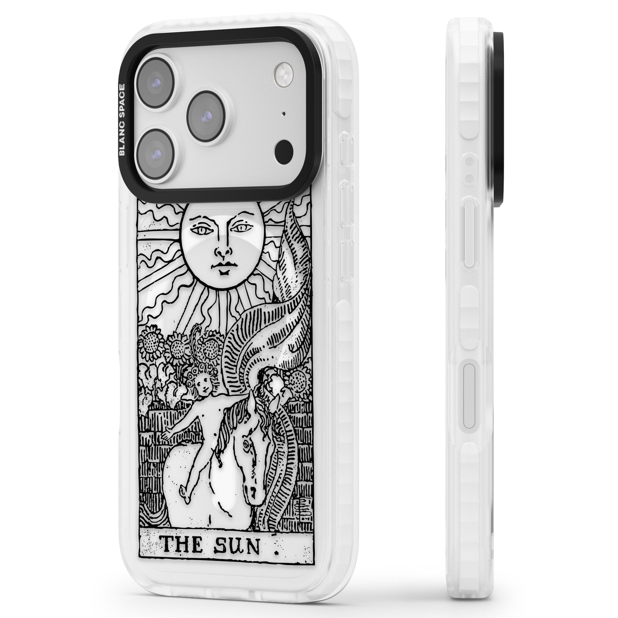Personalised The Sun Tarot Card (Clear) iPhone 17 Pro Impact Pro Clear Phone Case Side Profile