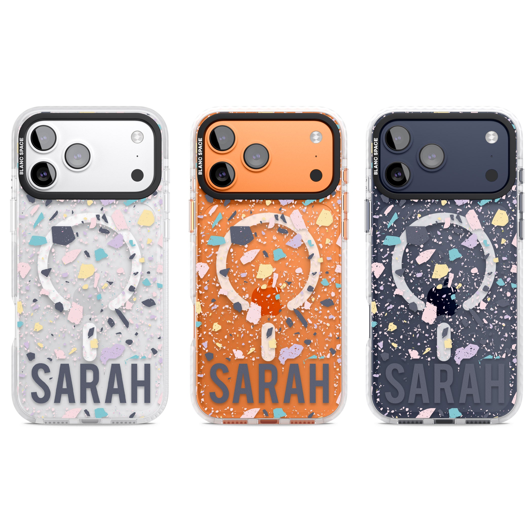 Personalised Pastel Terrazzo iPhone 17 Pro Impact Pro Clear Phone Case APT Impact Protection