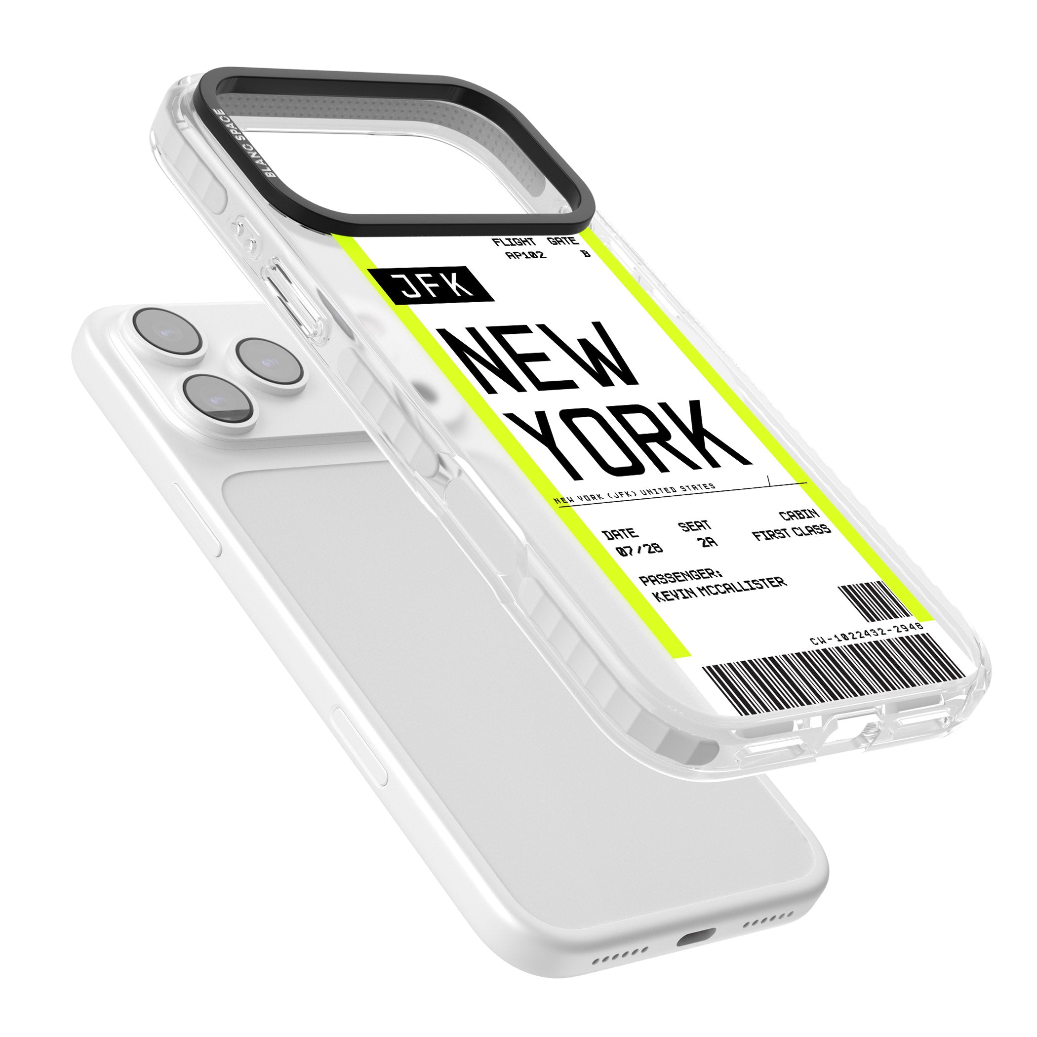 Personalised New York Boarding Pass iPhone 17 Pro Impact Pro Clear Phone Case Colours