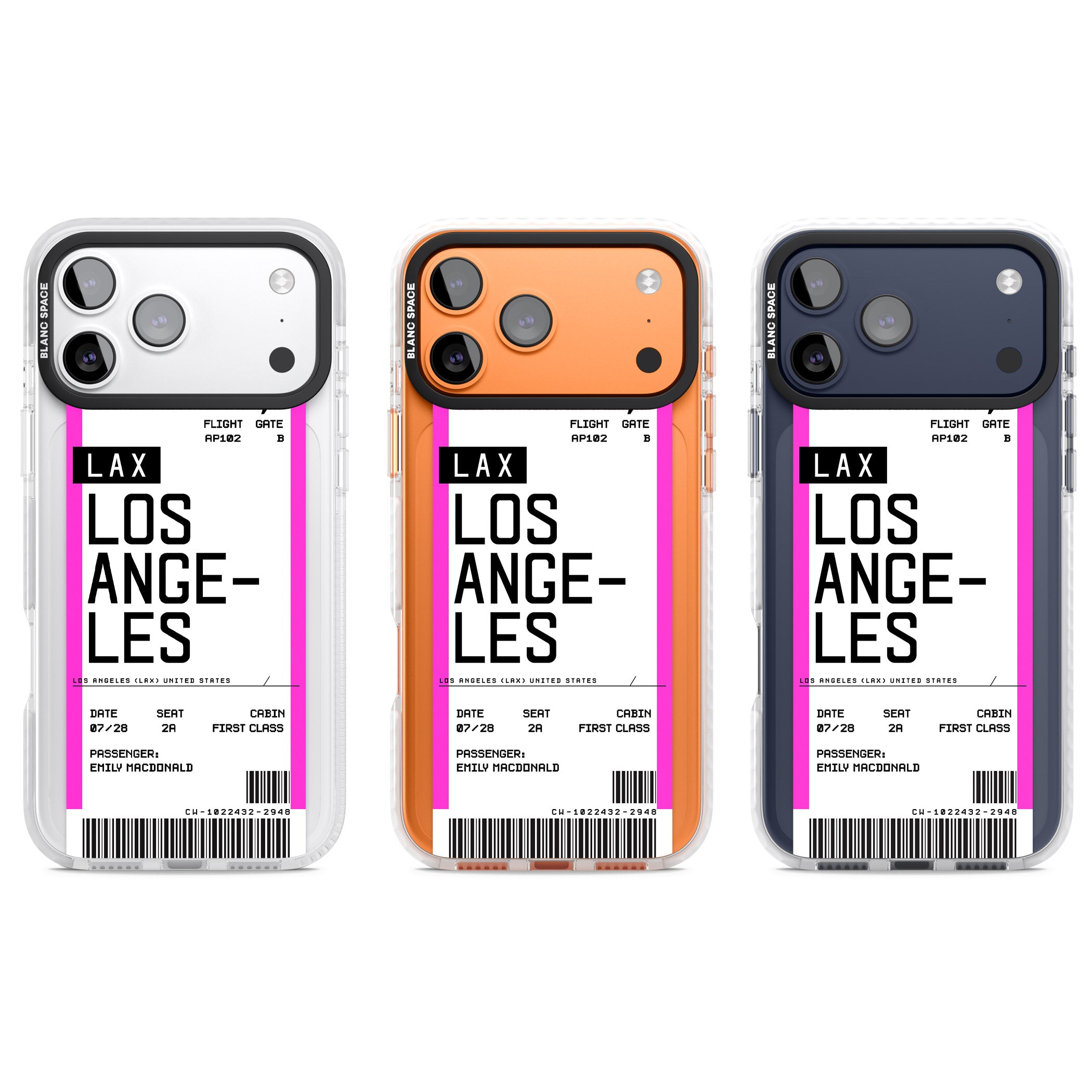 Personalised Los Angeles Boarding Pass iPhone 17 Pro Impact Pro Clear Phone Case APT Impact Protection