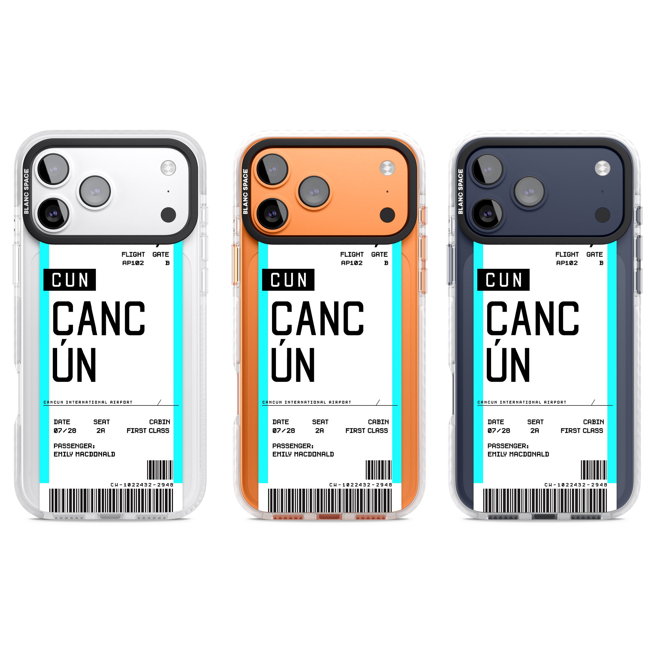 Personalised Cancún Boarding Pass iPhone 17 Pro Impact Pro Clear Phone Case APT Impact Protection
